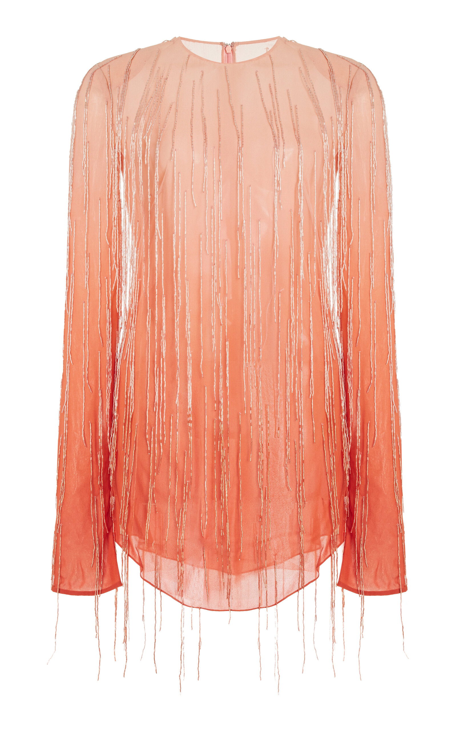 Cucculelli Shaheen Sunset Degrade Fringe Mini Dress In Pink