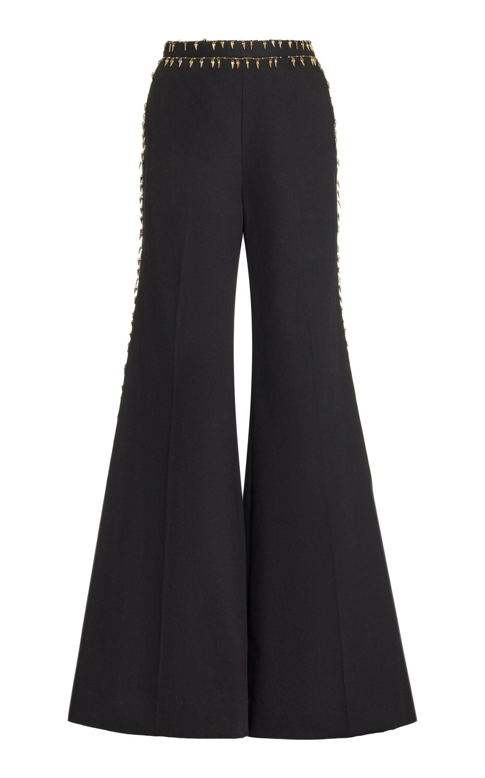 Cucculelli Shaheen Gilded Thorns Cotton Twill Trousers In Black
