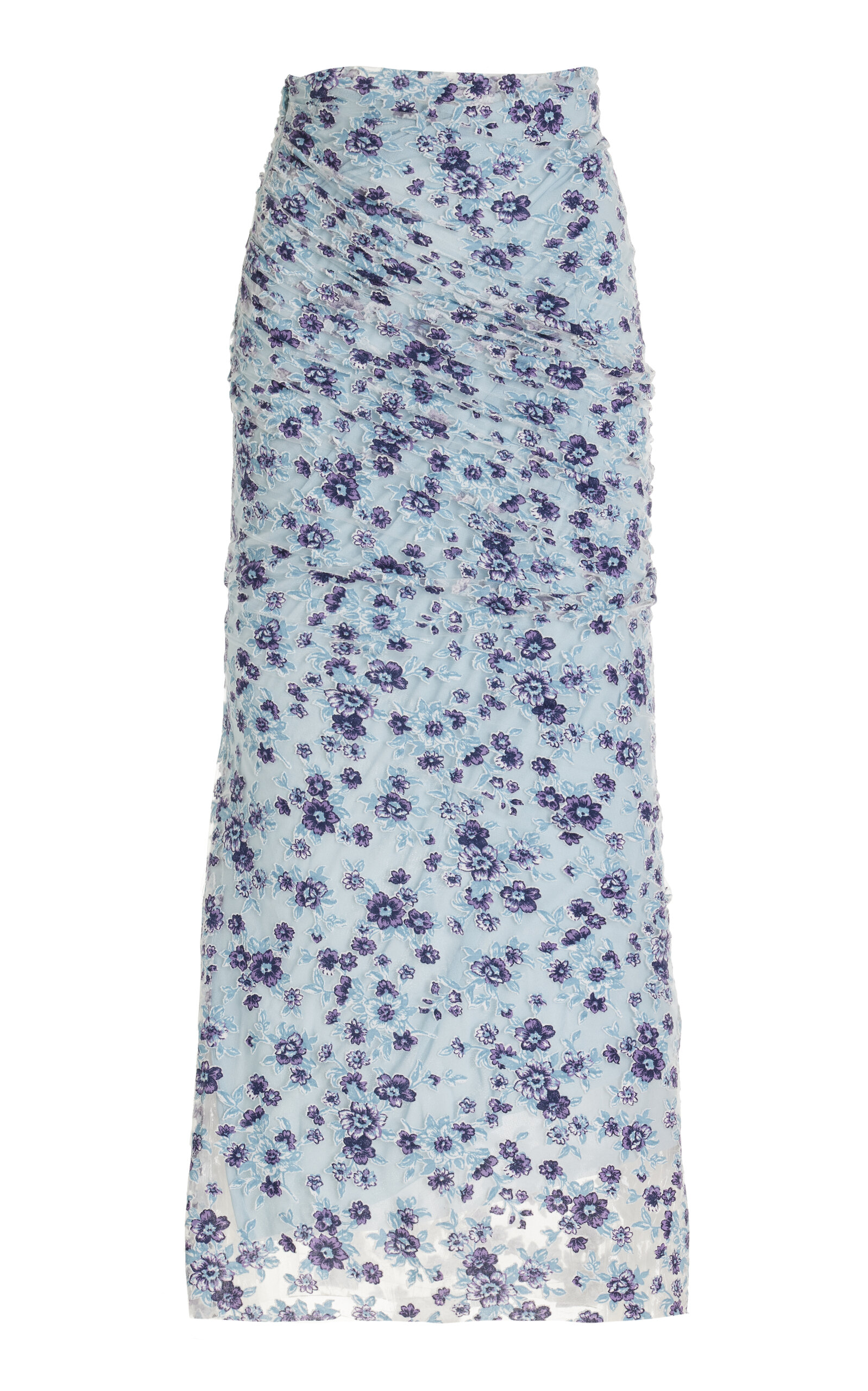 Shop Philosophy Di Lorenzo Serafini Floral Chiffon Midi Skirt In Blue