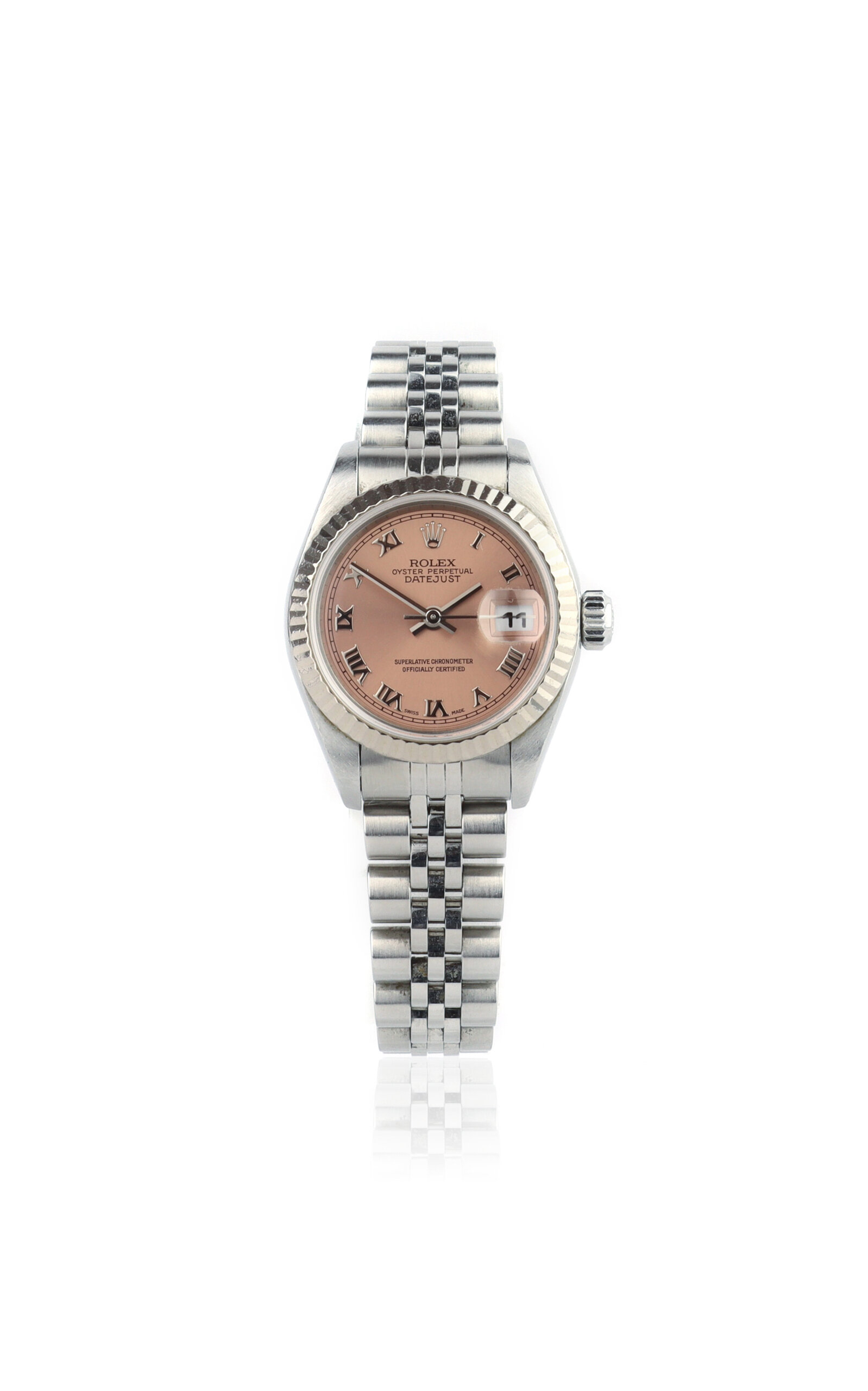 Private Label London Vintage Rolex Datejust Stainless Steel Watch In Pink