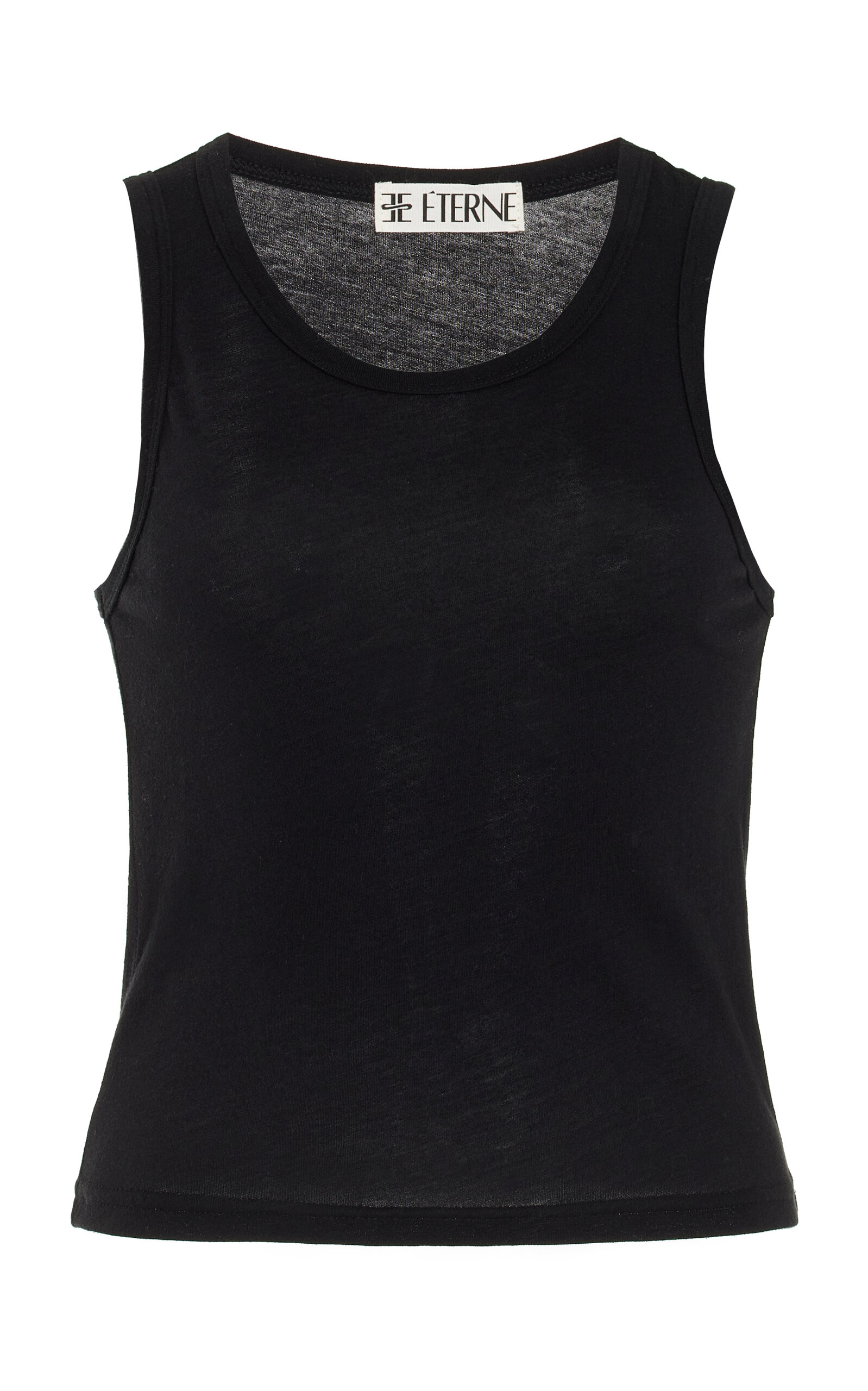 Shop Éterne Fitted Cotton-blend Jersey Tank Top In Black