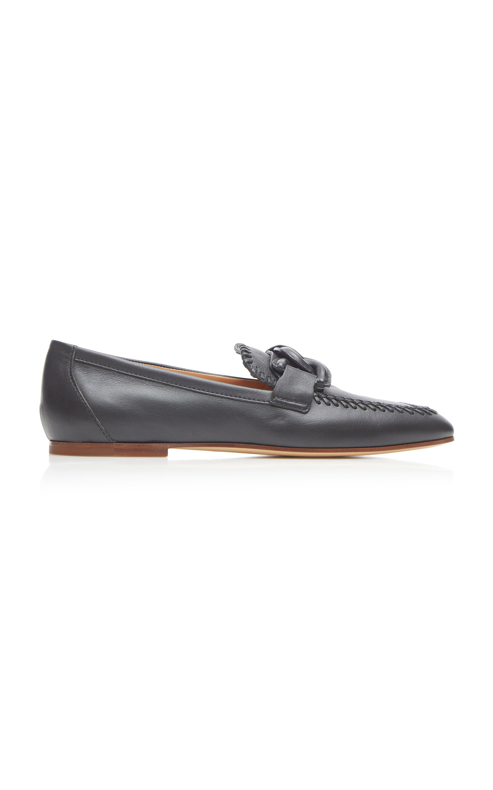 Tod's Kate Chain Whipstitch Leather Loafers In Black