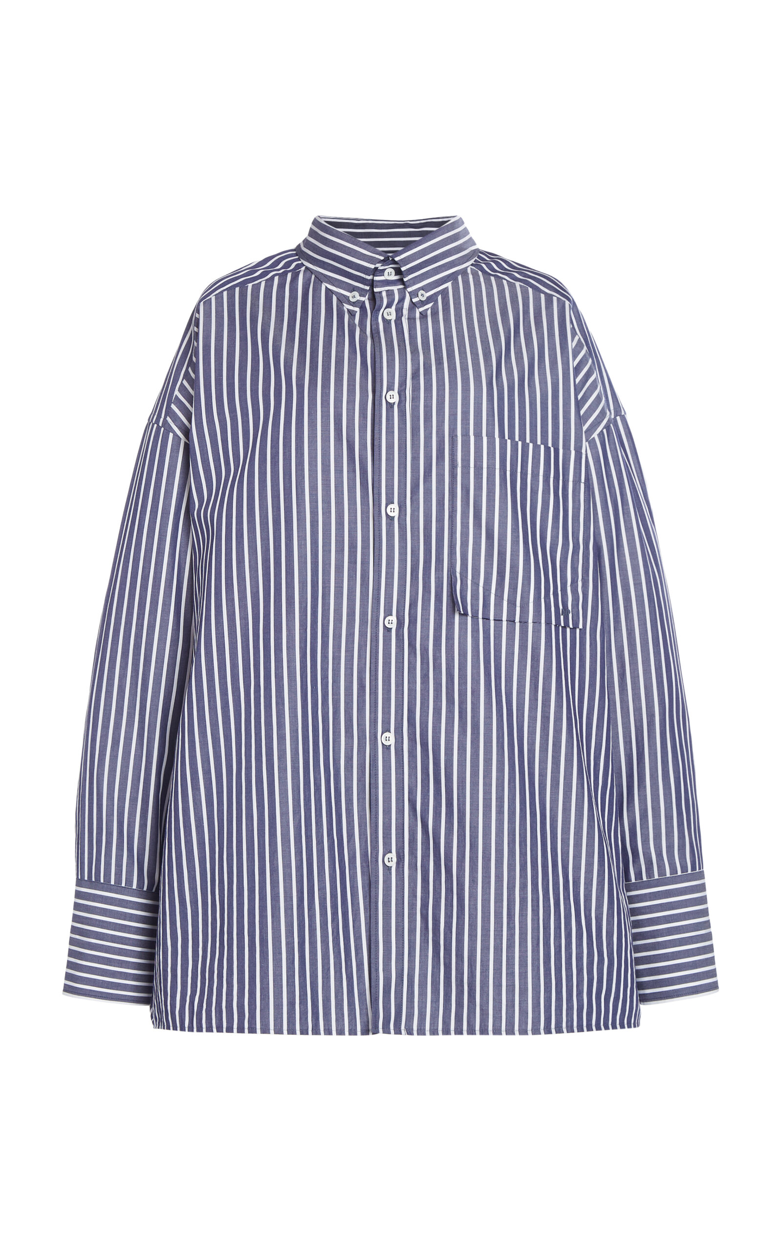 Shop Darkpark Nathalie Oversized Striped-cotton Shirt In Blue