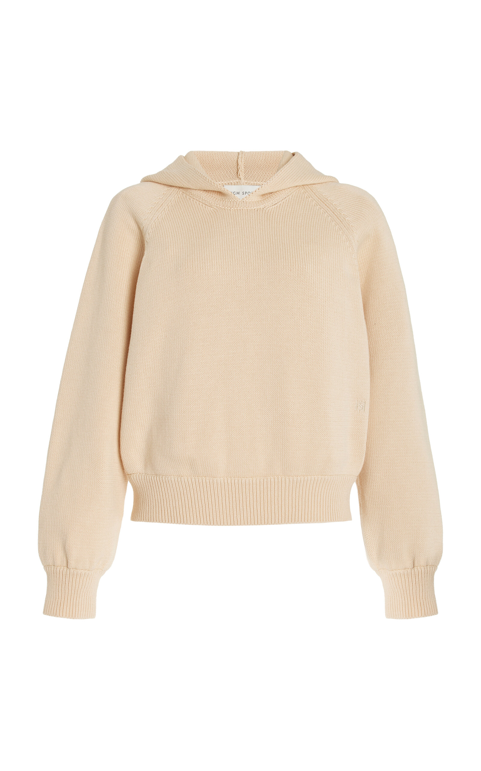 Shop High Sport Park Hooded Knit Cotton Sweater In Neutral