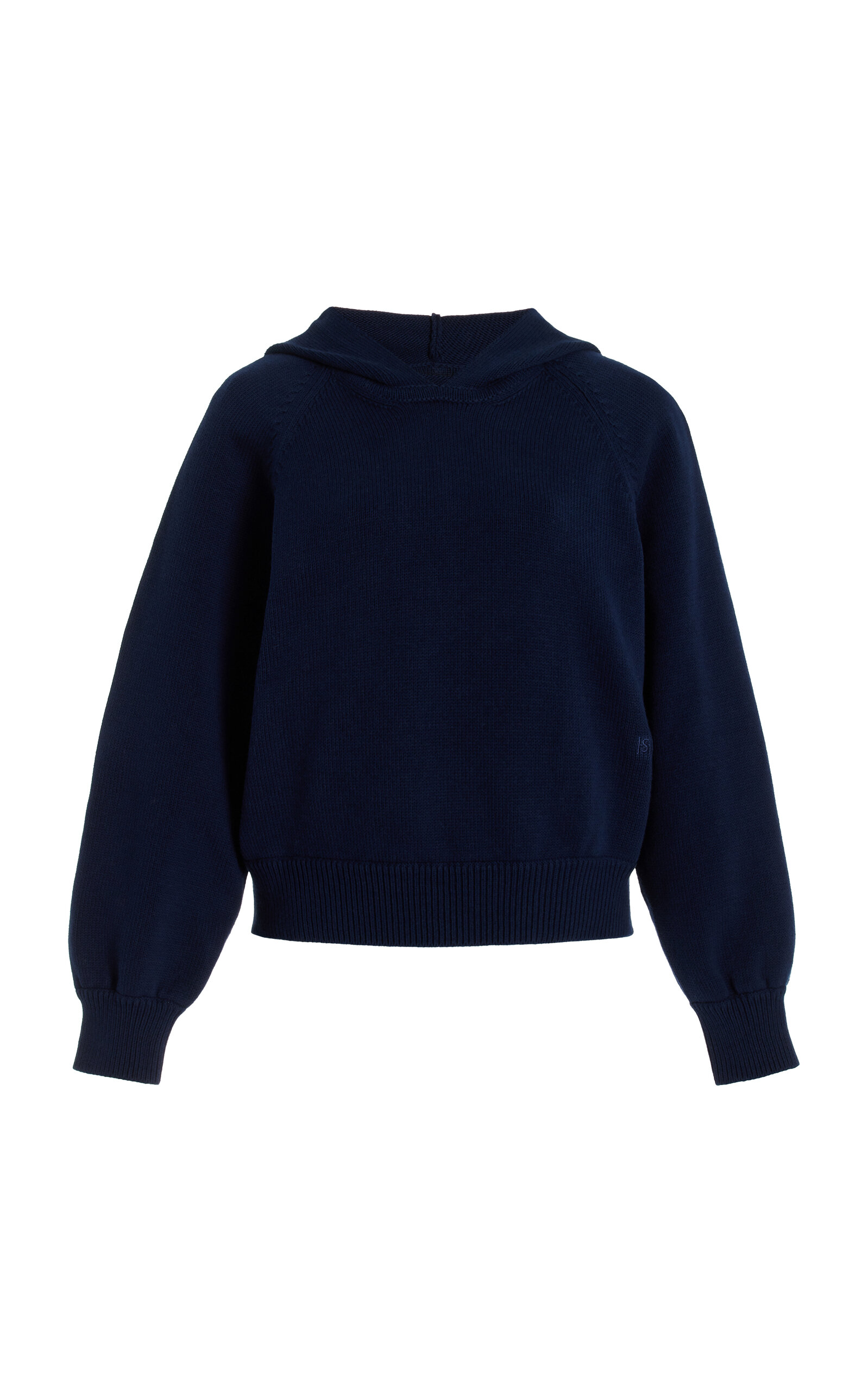 Shop High Sport Park Hooded Knit Cotton Sweater In Navy