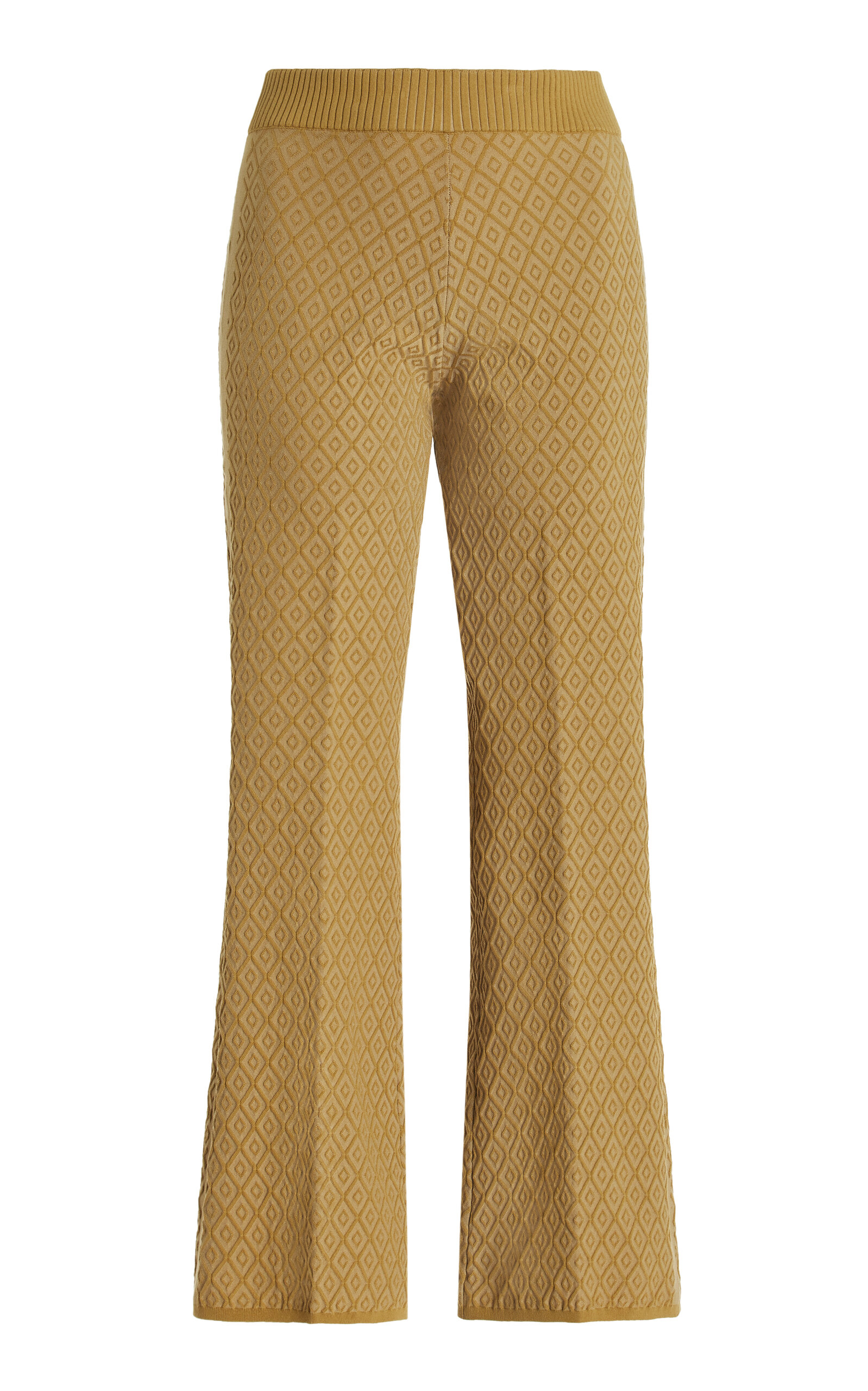 Shop High Sport Kickit Flared Diamond-jacquard Knit Pants In Neutral