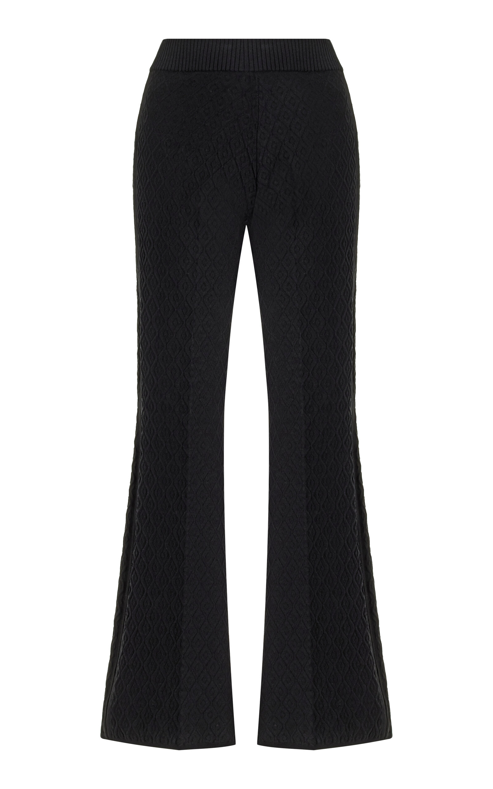 Shop High Sport Kickit Flared Diamond-jacquard Knit Pants In Black
