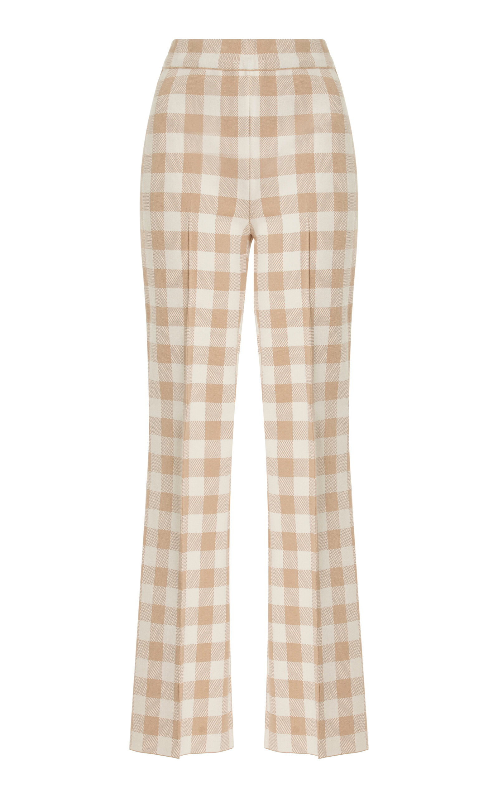 Shop High Sport Kick Flared Stretch-cotton Knit Pants In Neutral