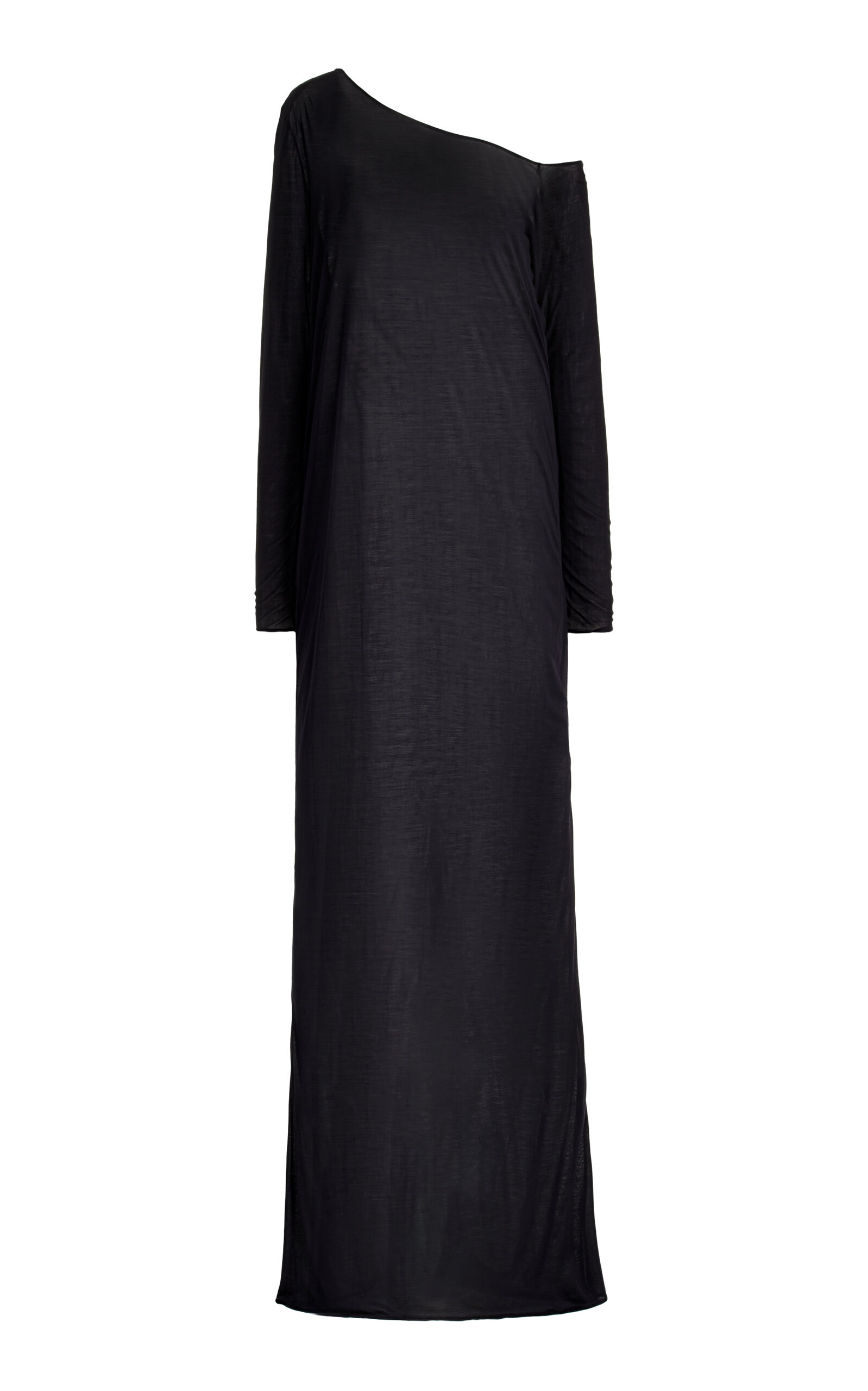 Draped Asymmetric Silk Maxi Dress