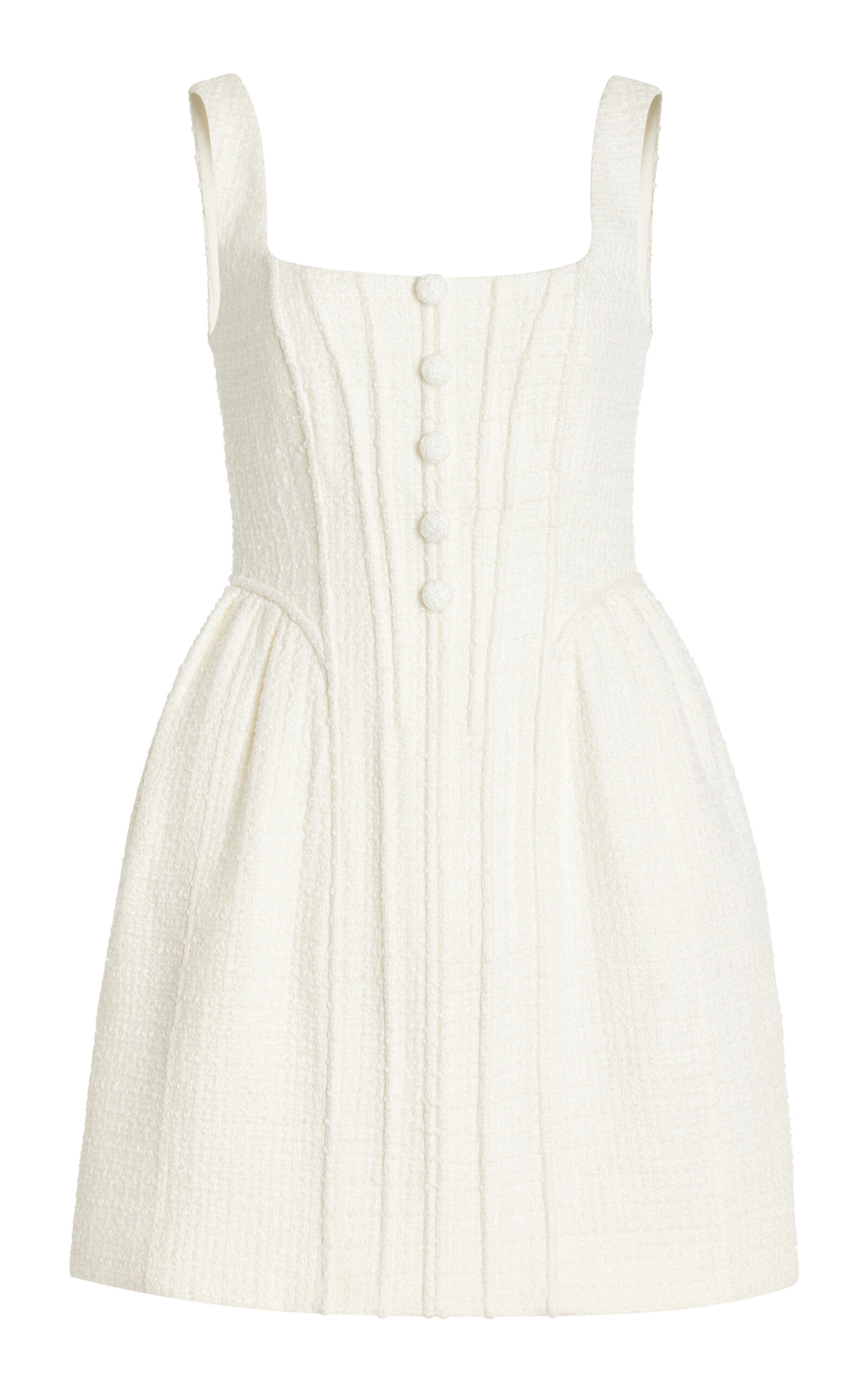 Shop Self-portrait Tweed Bouclé Corset Mini Dress In White