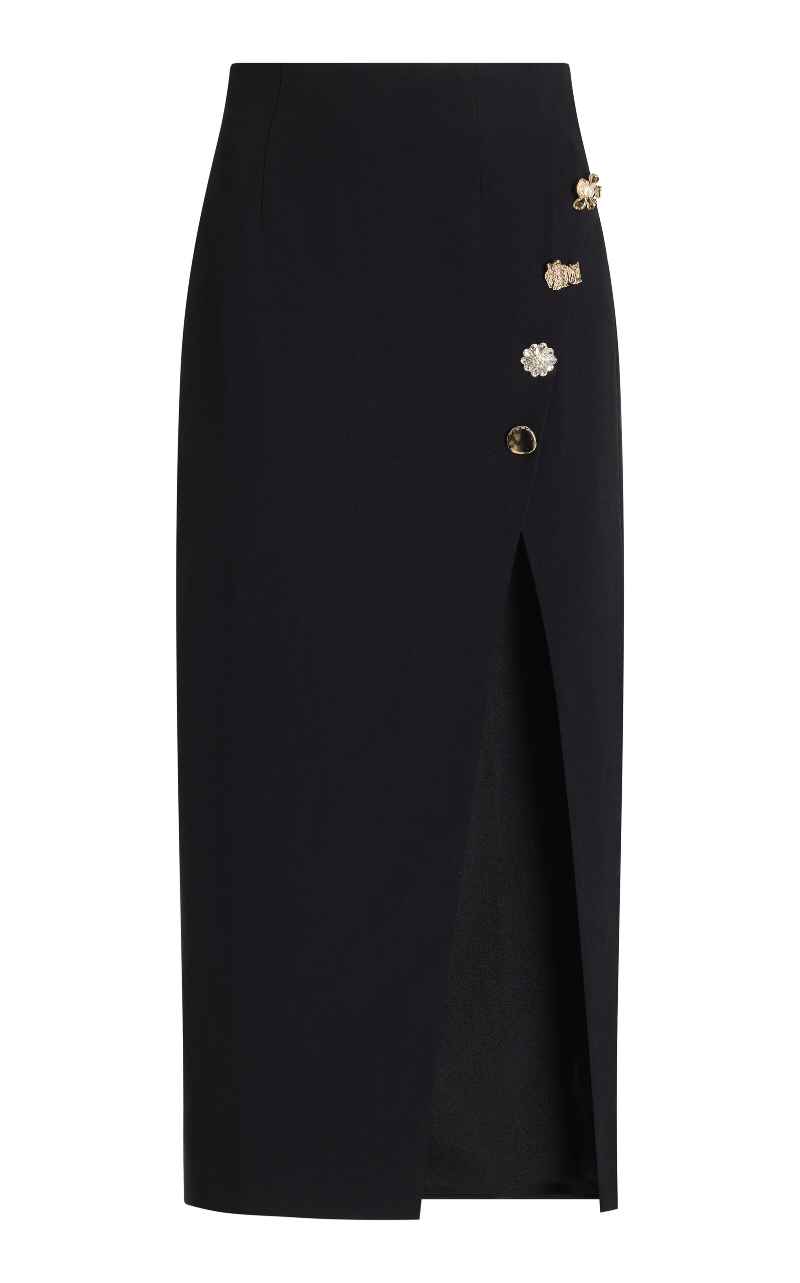 Self-portrait Black Crepe Midi Skirt