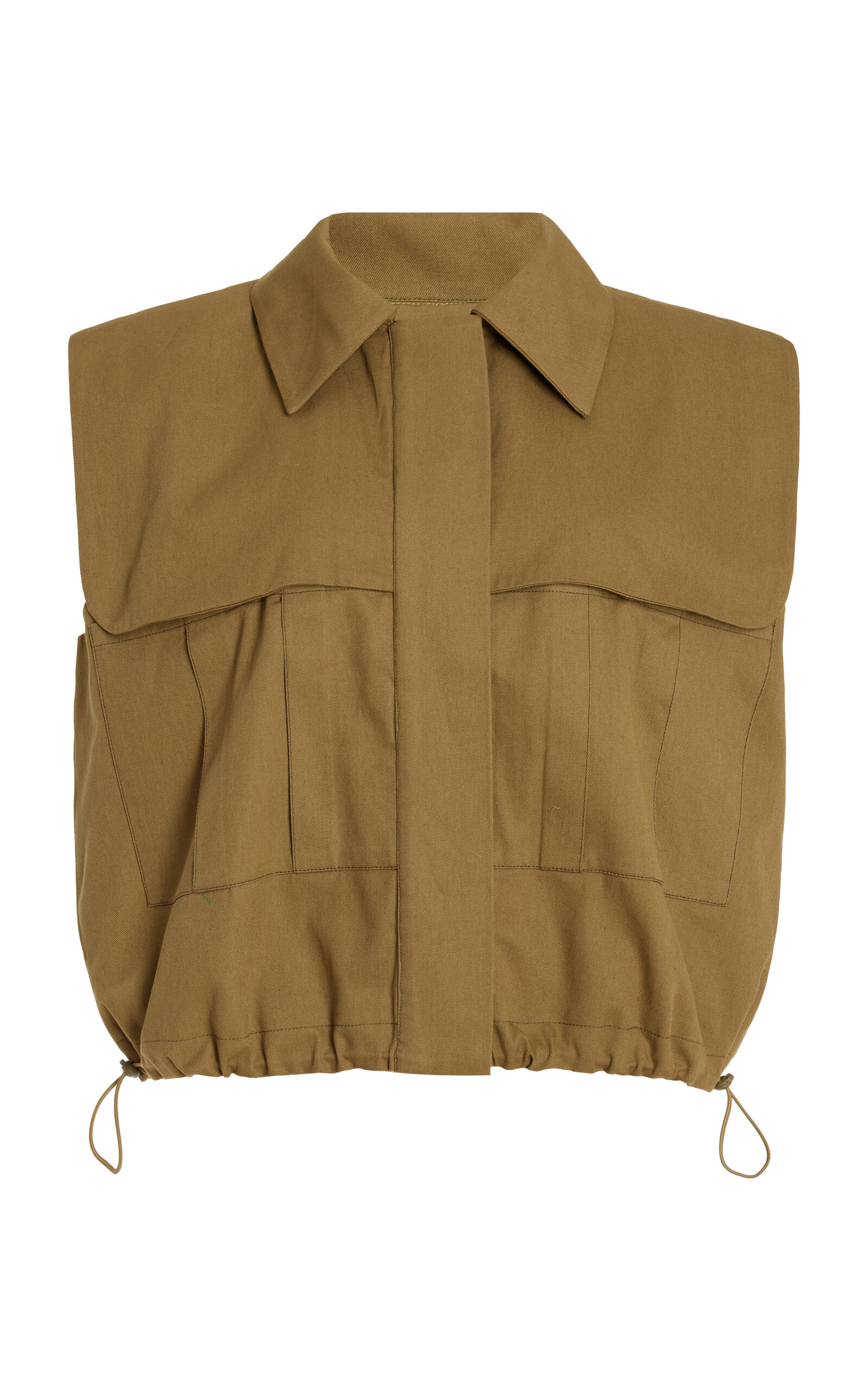Sea Karina Cropped Cotton Utility Vest In Green