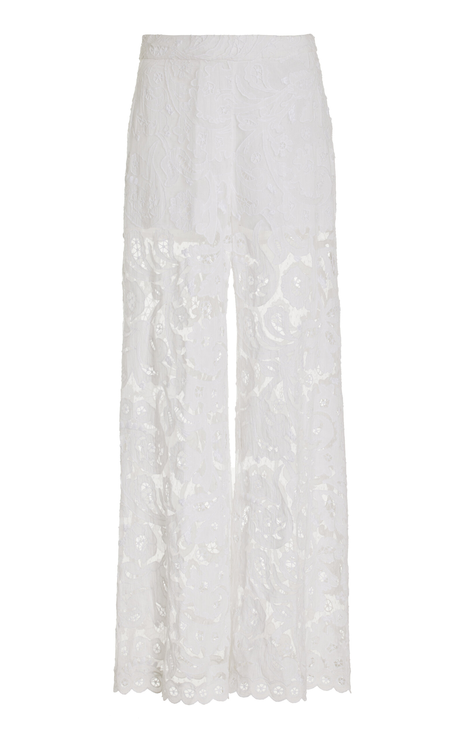 Shop Sea Lovina Broderie Anglaise Wide-leg Pants In White