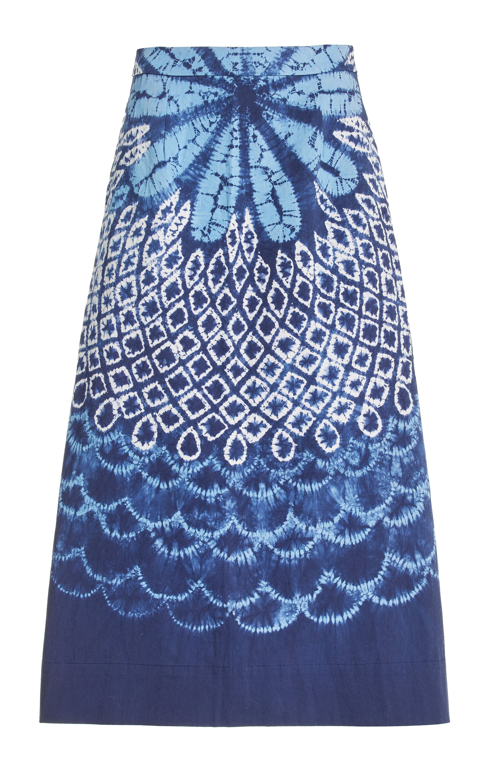 Sea Blythe Tie-dyed Cotton Midi Skirt In Blue