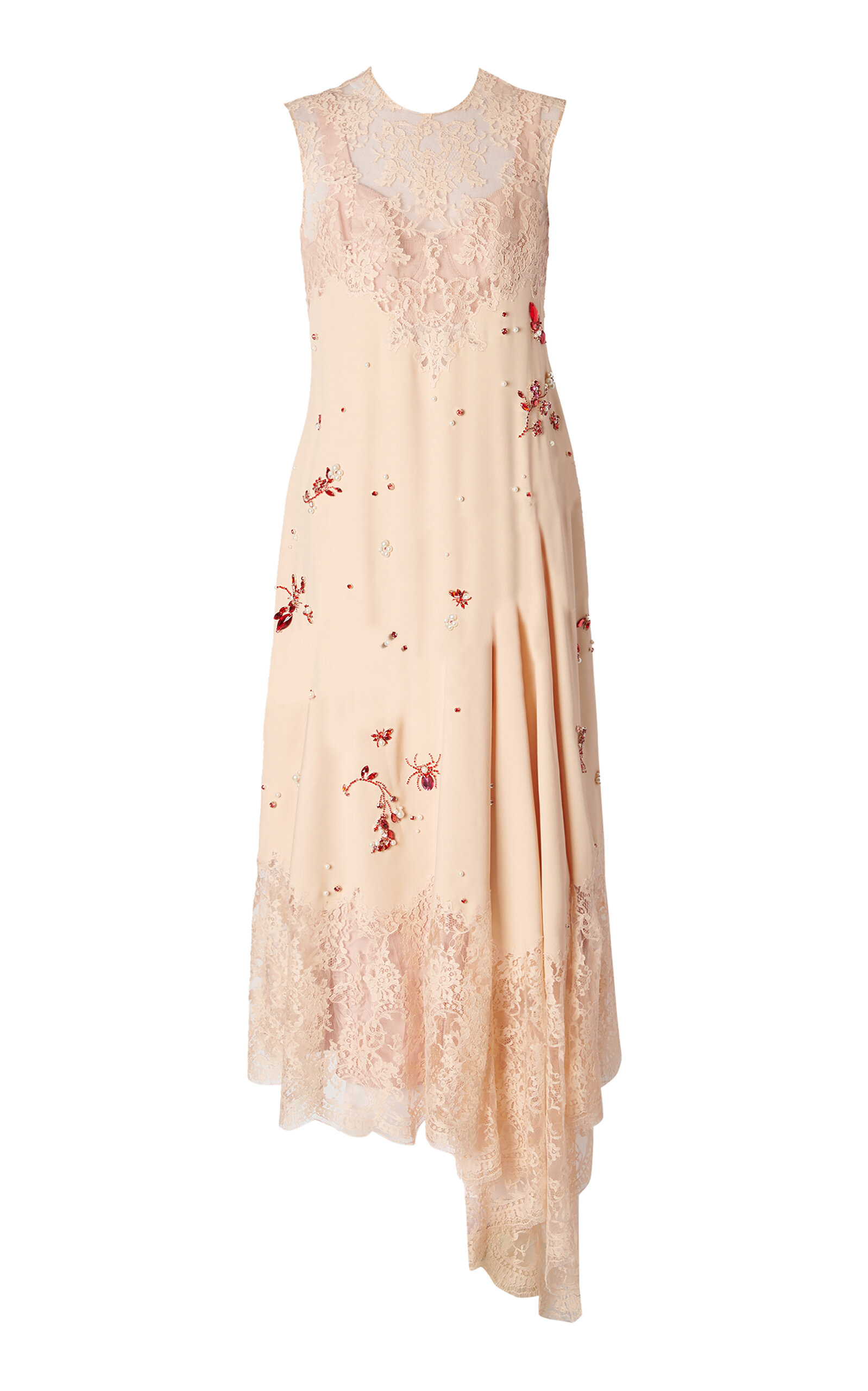 Erdem Embroidered Lace Cady Combo Midi Dress In Pink