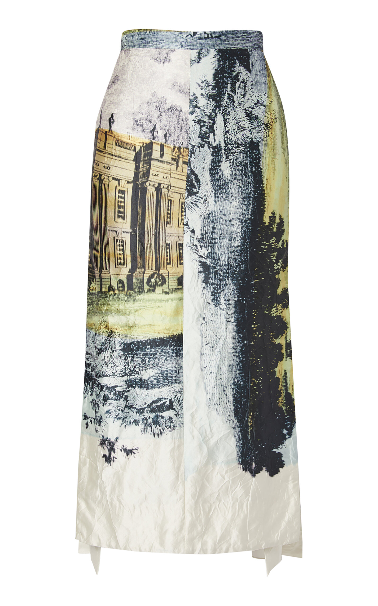 Shop Erdem Etched Satin Midi Skirt In Print