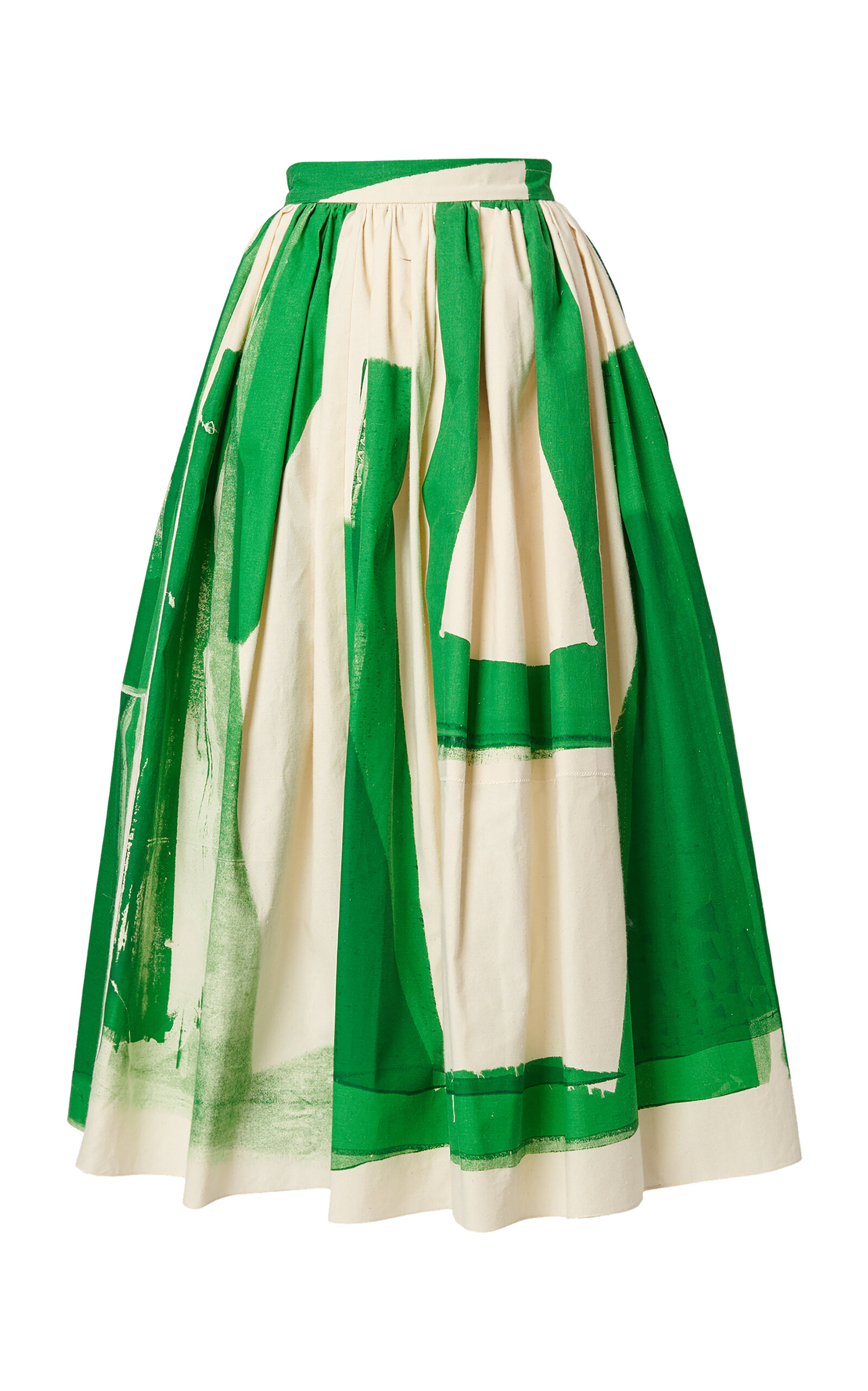Shop Erdem Pleated Cotton Faille Midi Skirt In Multi