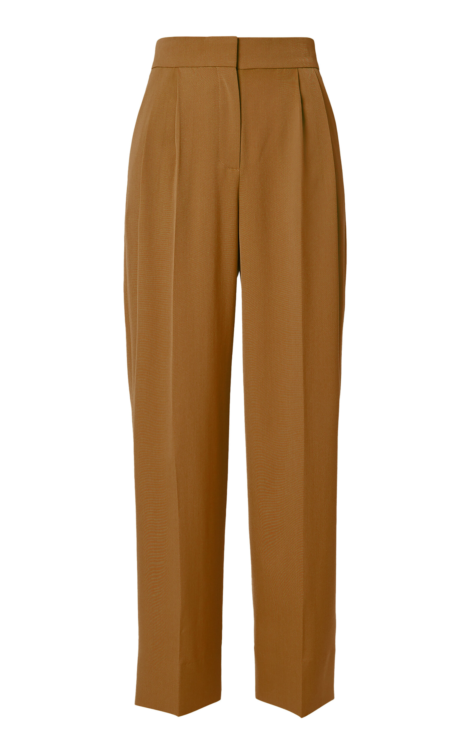 Erdem Pleated Wool-blend Wide-leg Trousers In Brown