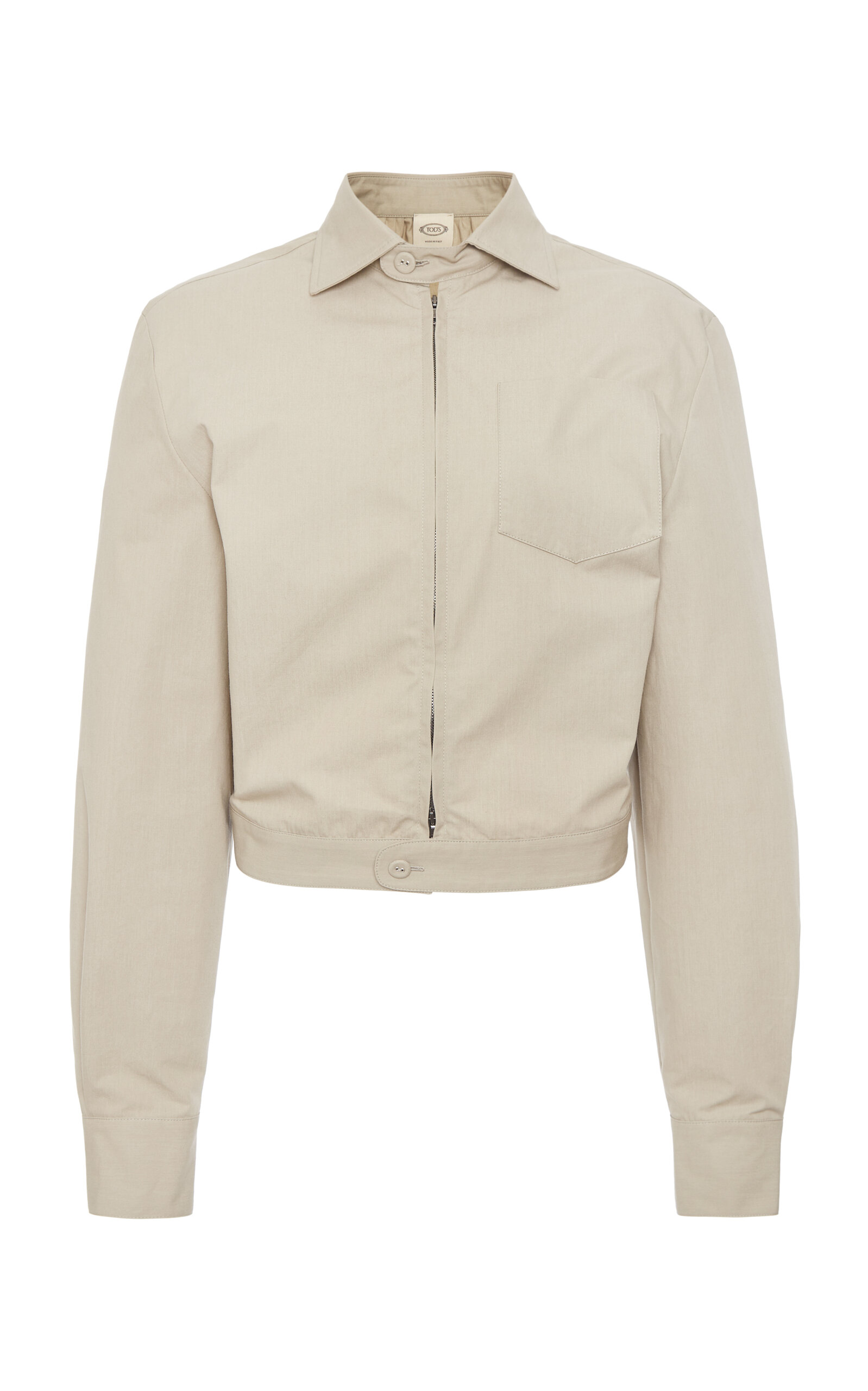 Tod's Cotton Poplin Moto Jacket In Neutral