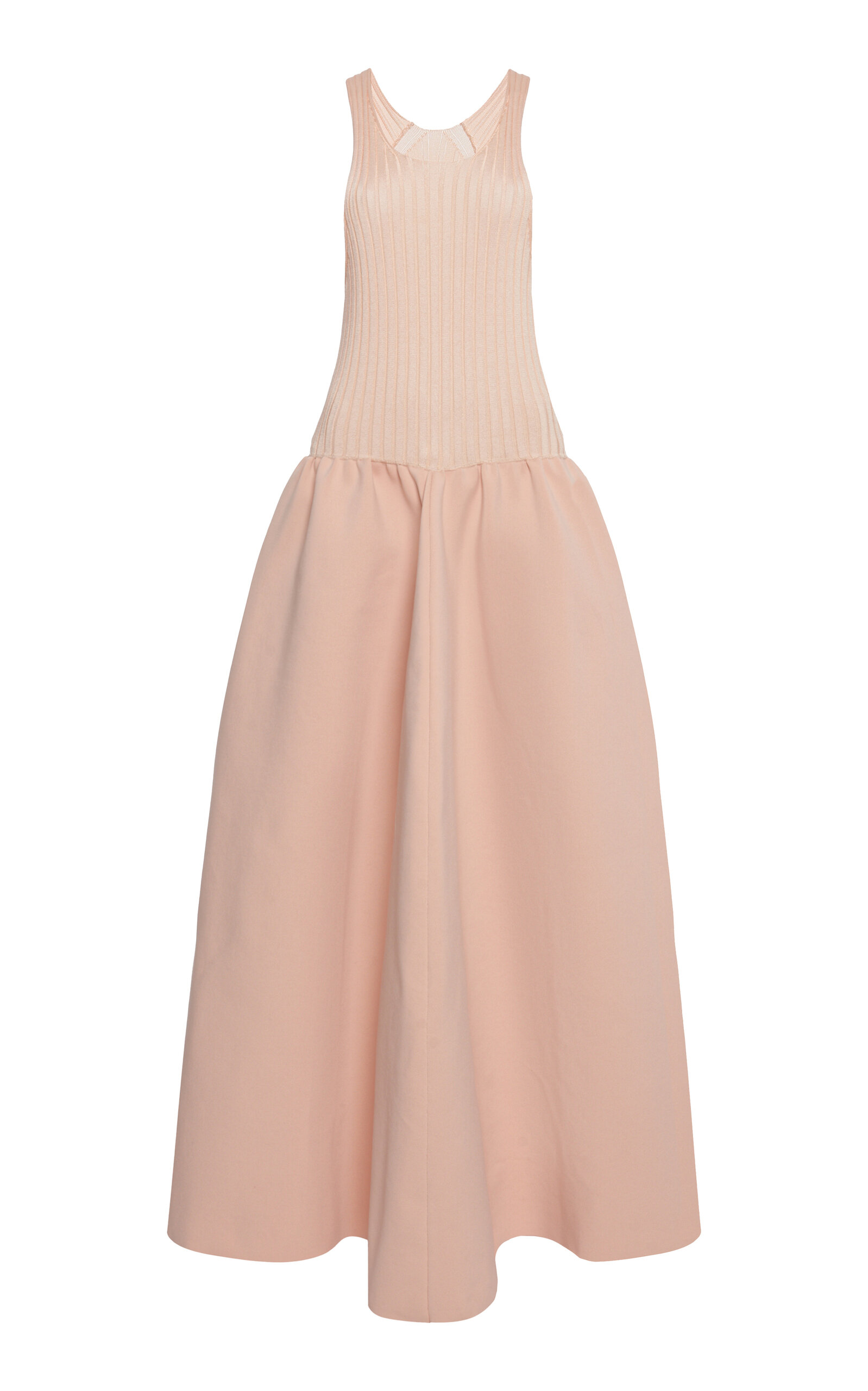 Jil Sander Sleeveless Ribbed Knit Maxi Dress In Rosa
