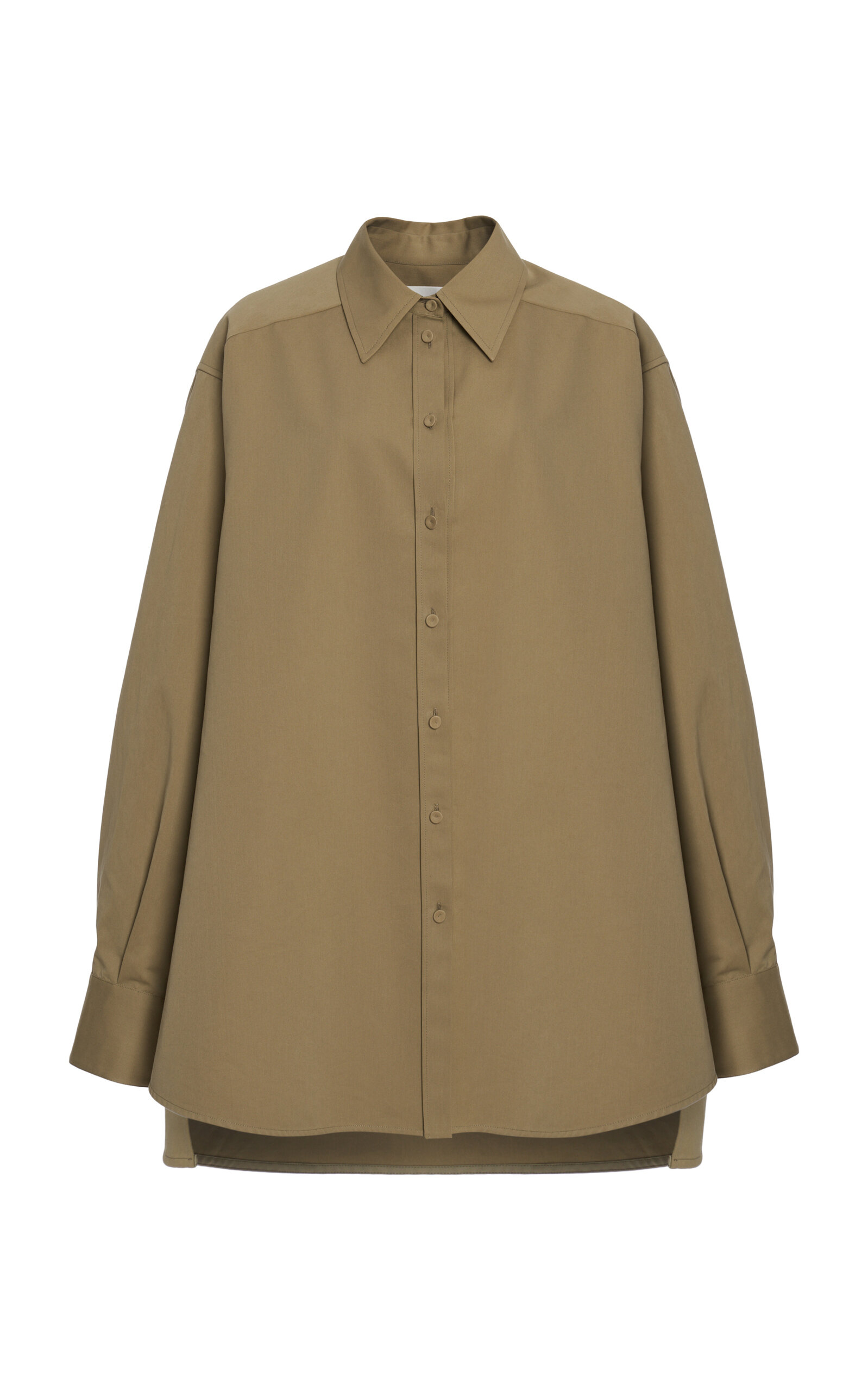 Jil Sander Cape Sleeve Cotton-silk Shirt In Olive