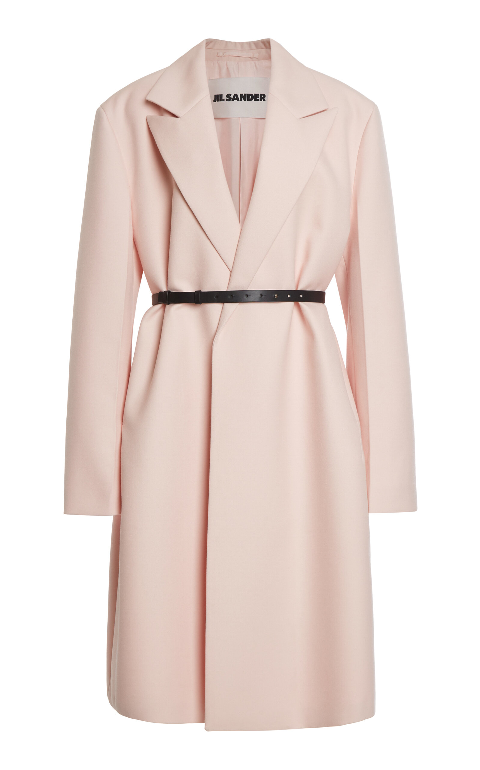 Jil Sander Scrunched Sleeve Wool Coat In Pink