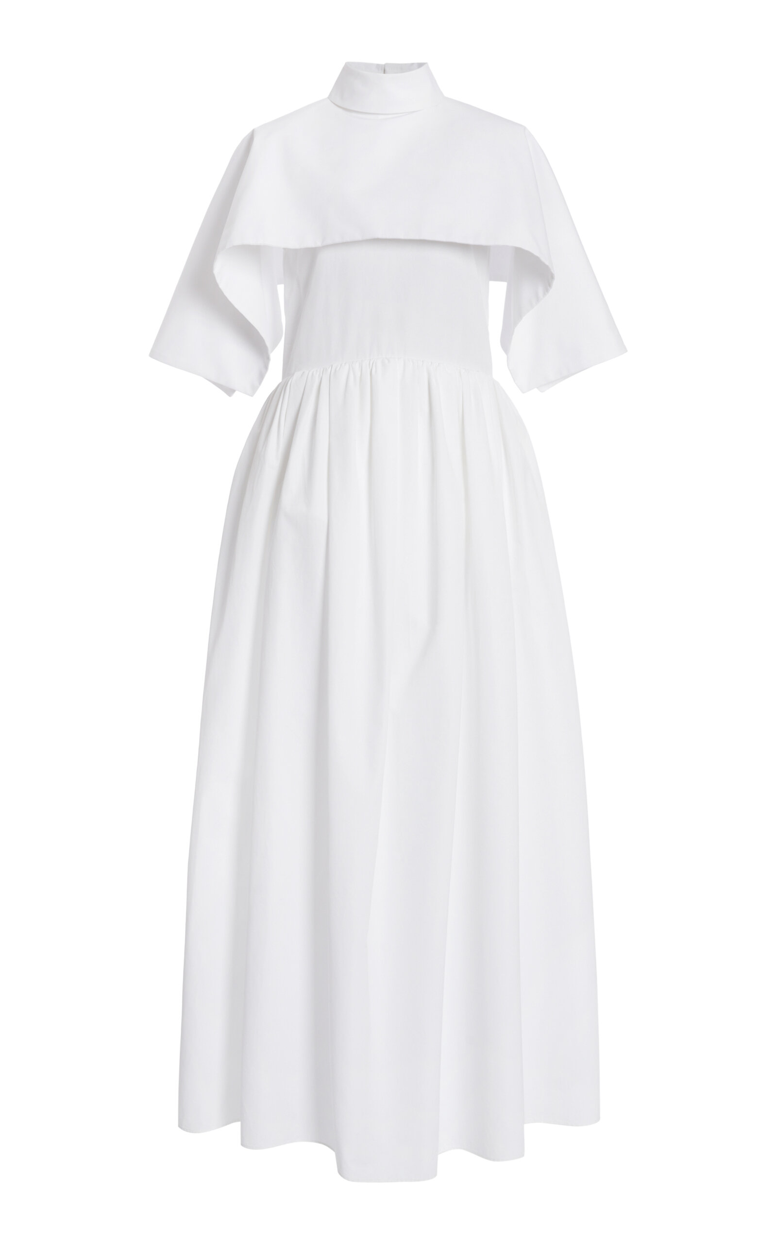 Jil Sander Organic Cotton Poplin Maxi Dress In White