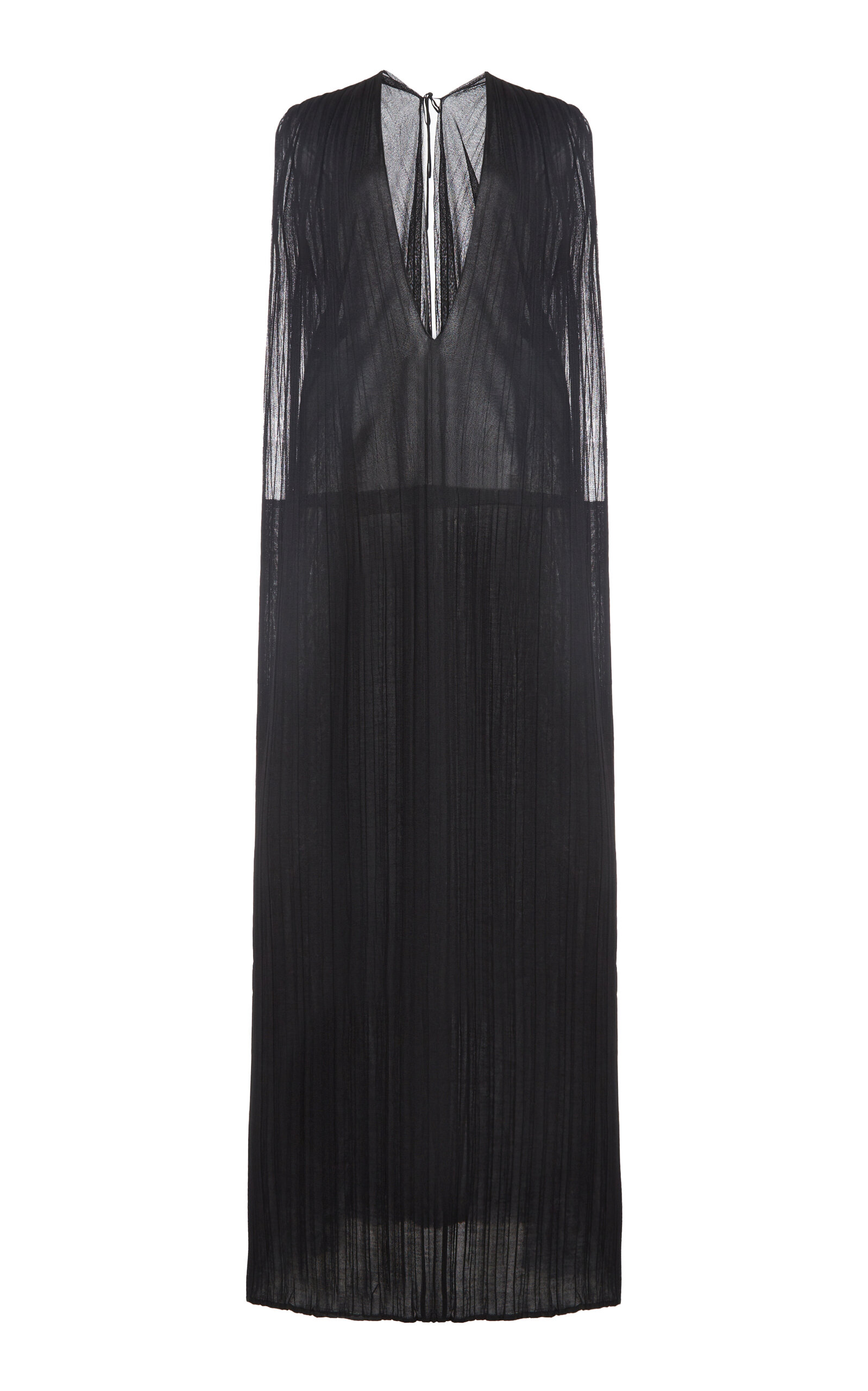 Jil Sander Pleated Silk Maxi Dress In Black
