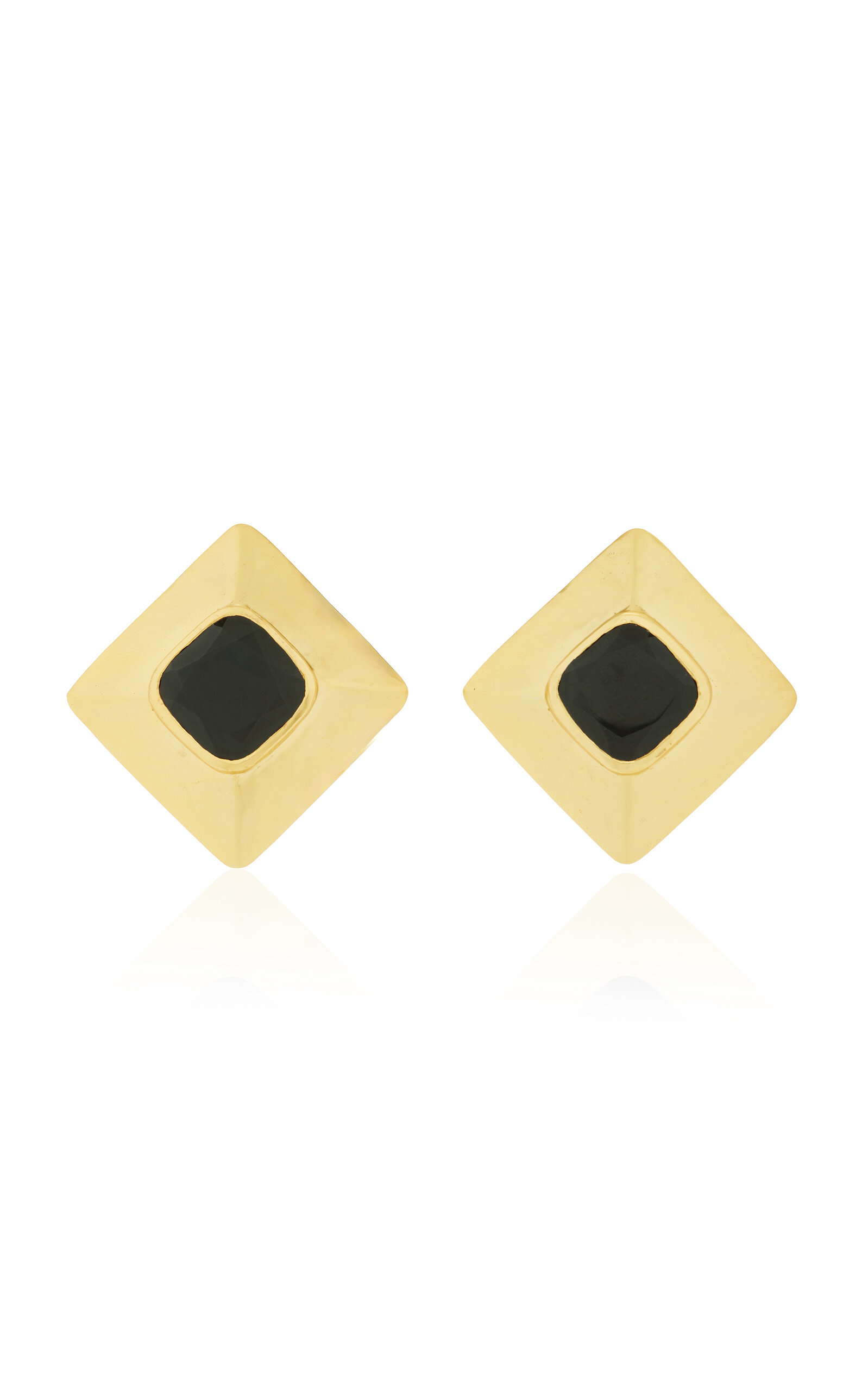 Jas 24K Gold-Plated; Onyx Earrings
