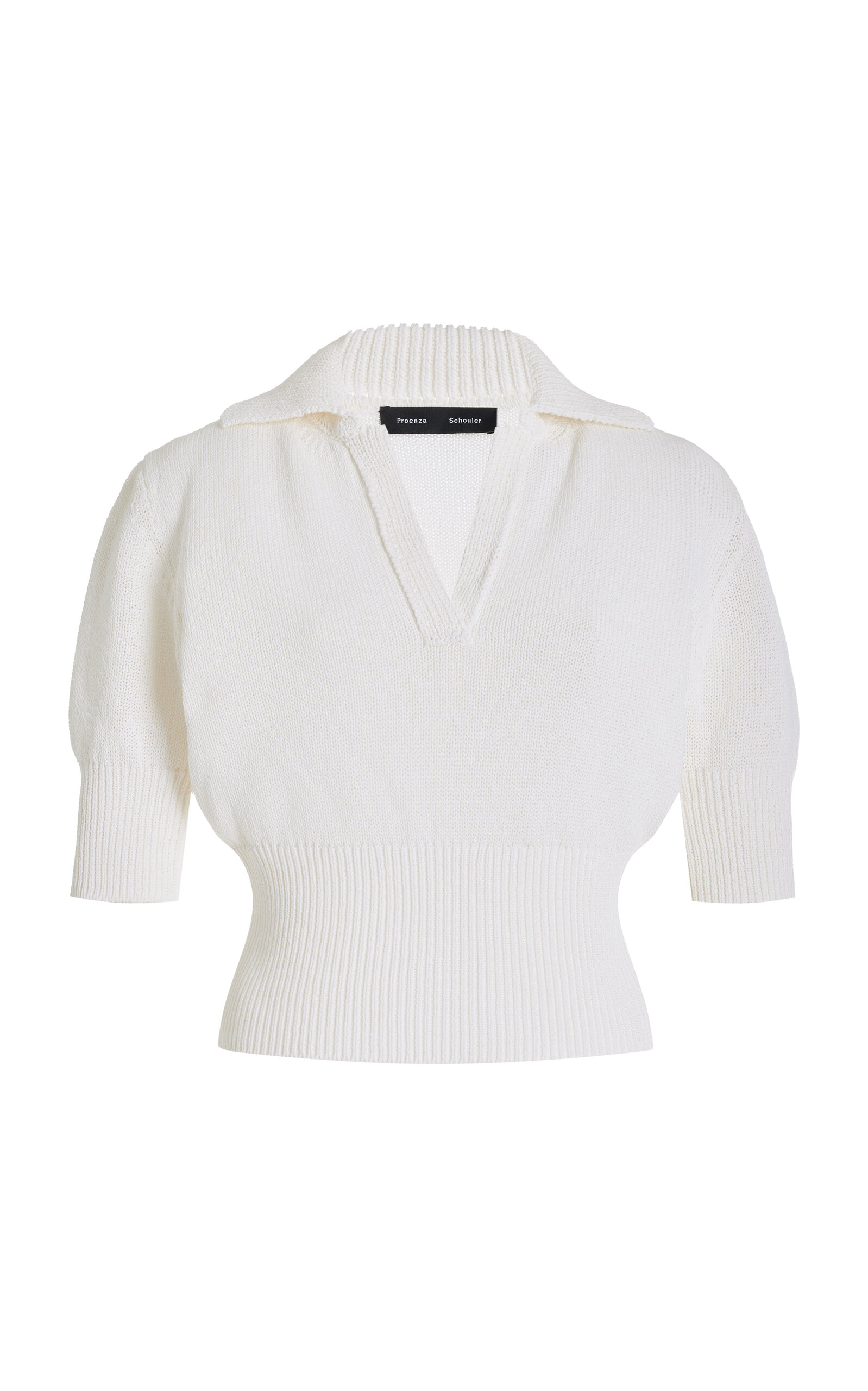 Shop Proenza Schouler Reeve Knit Cotton-blend Polo Top In White