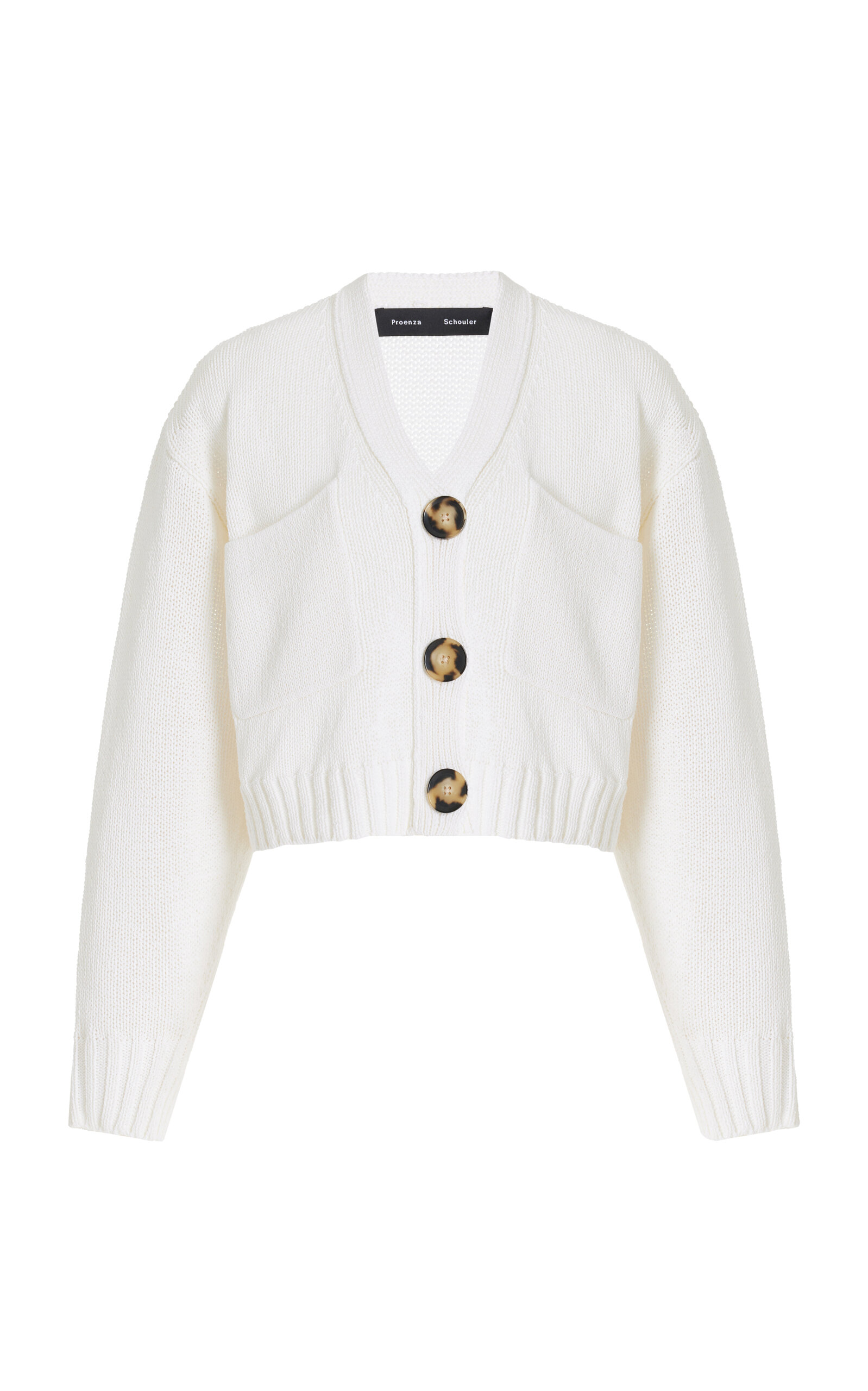Proenza Schouler Sofia Cropped Knit Cotton-blend Cardigan In White
