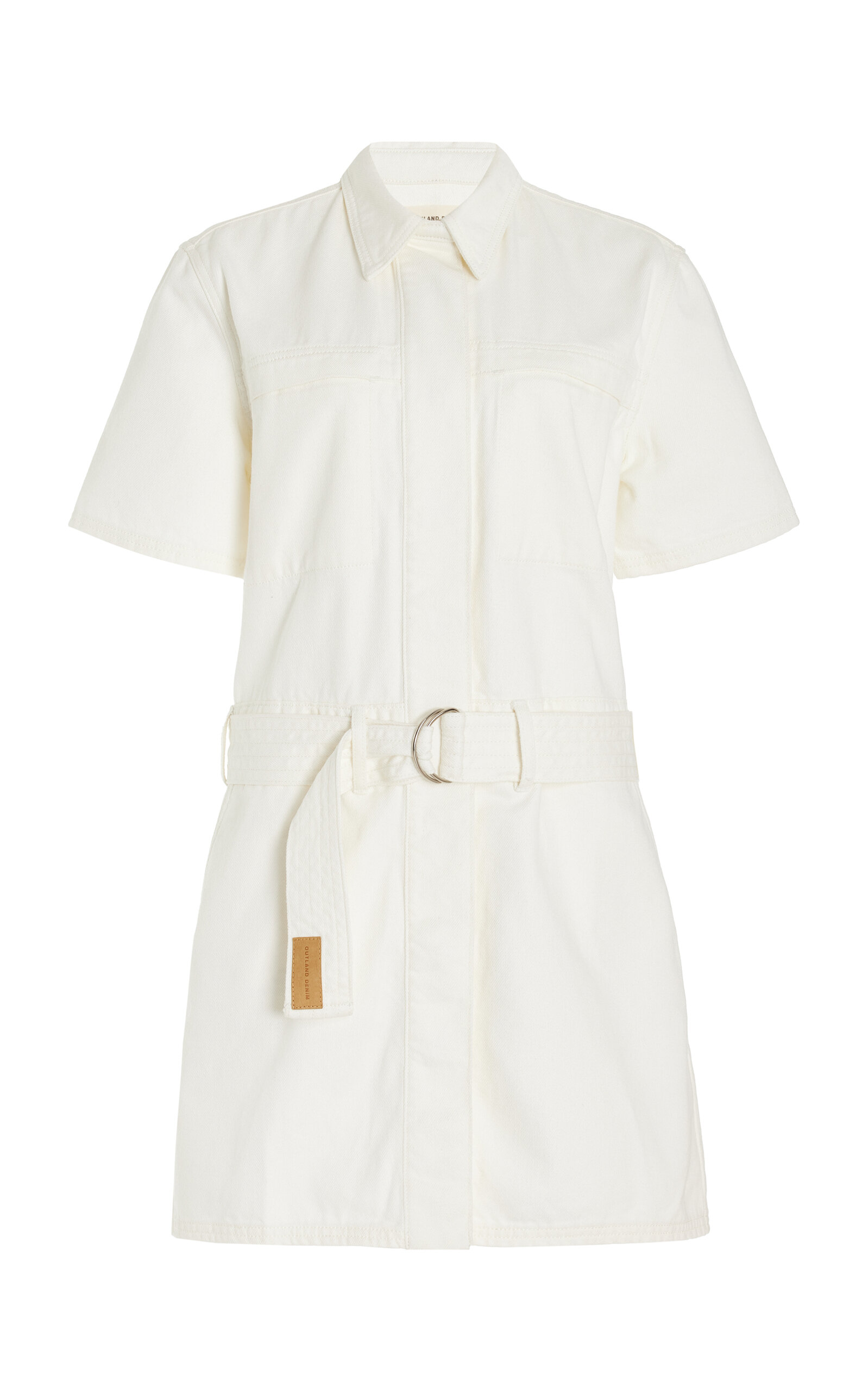 Shop Outland Denim Delta Belted Denim Mini Dress In White
