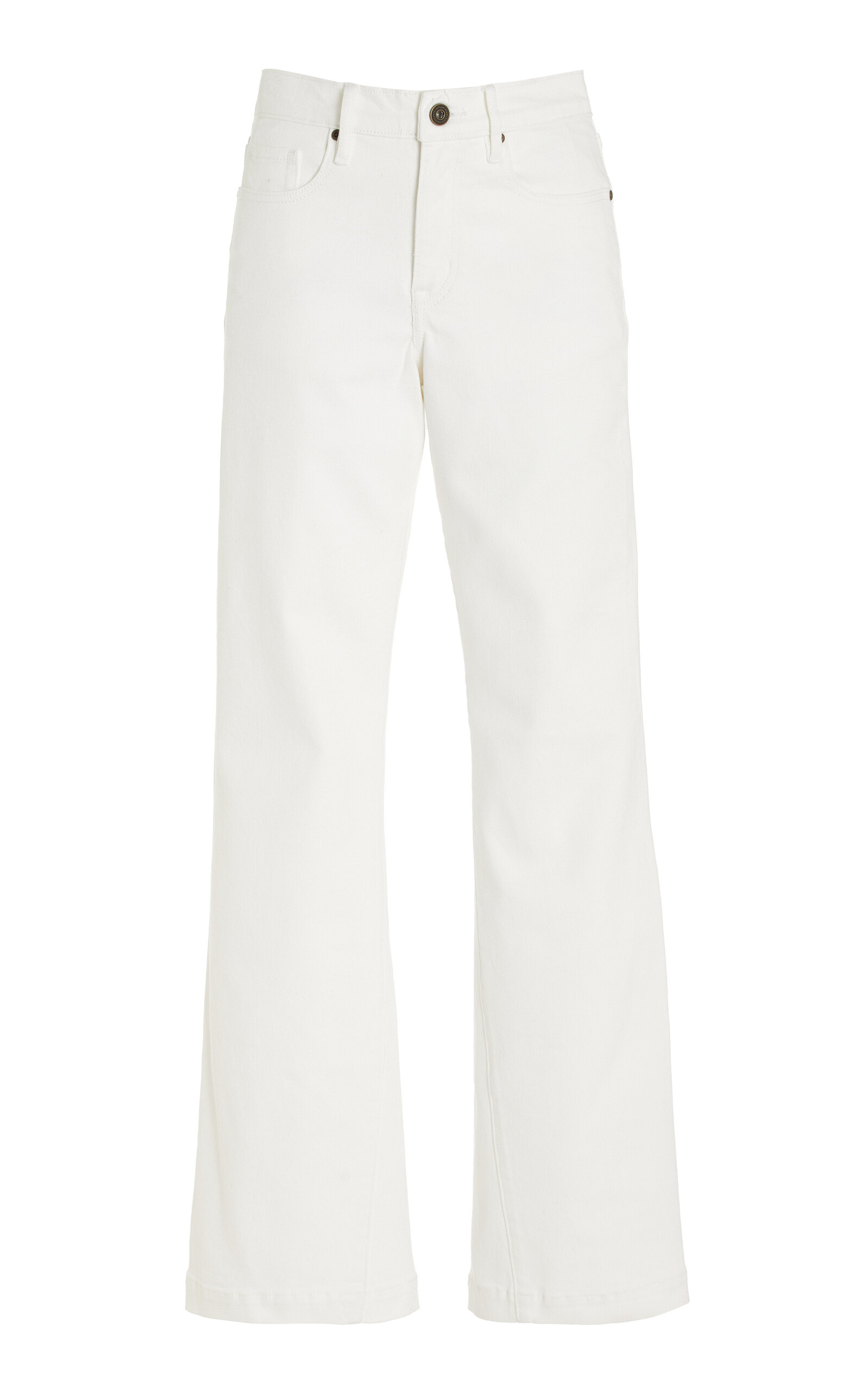 Shop Outland Denim Ren Stretch High-rise Flared Jeans In White