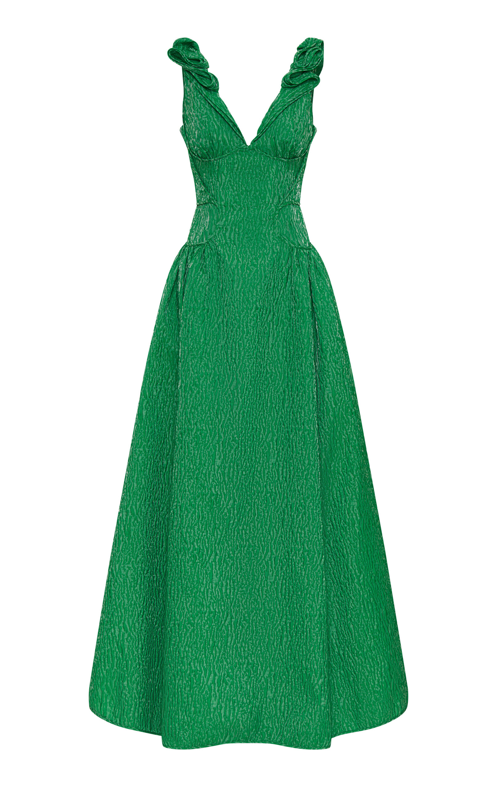 Rachel Gilbert Celia Pleated Gown In Green