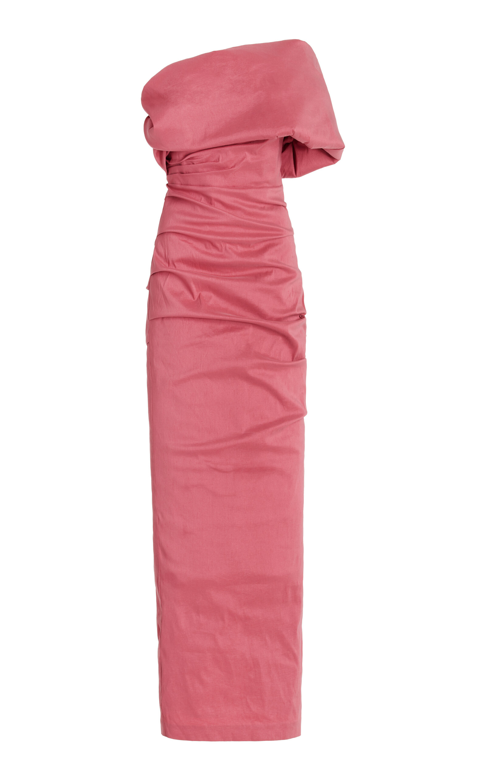 Shop Rachel Gilbert Kat One-shoulder Shantung Gown In Pink