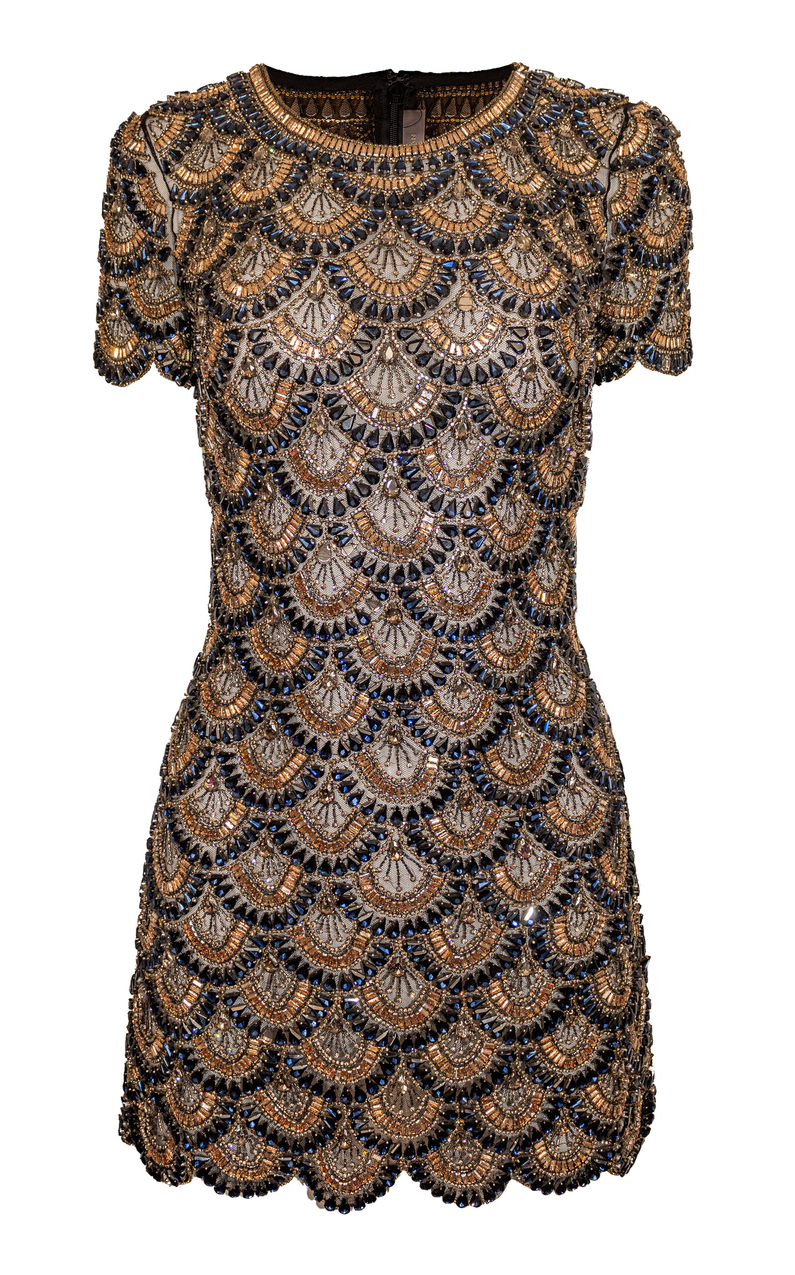 Naeem Khan Scalloped Beaded Mini Dress In Navy | ModeSens Naeem Khan Scalloped Beaded Mini Dress In Navy | ModeSens