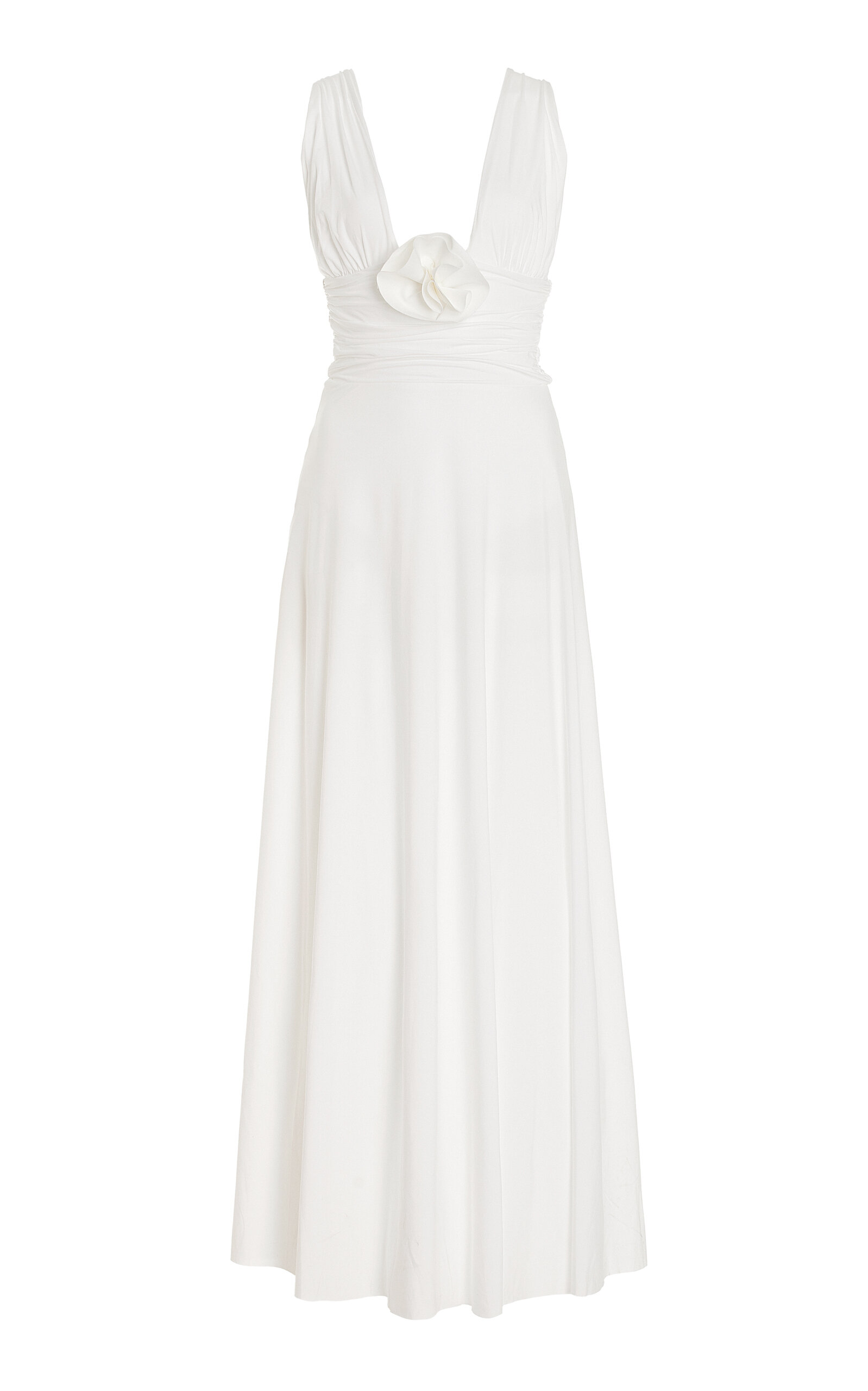 Shop Maygel Coronel Orinoco Rosette-detailed Jersey Maxi Dress In White