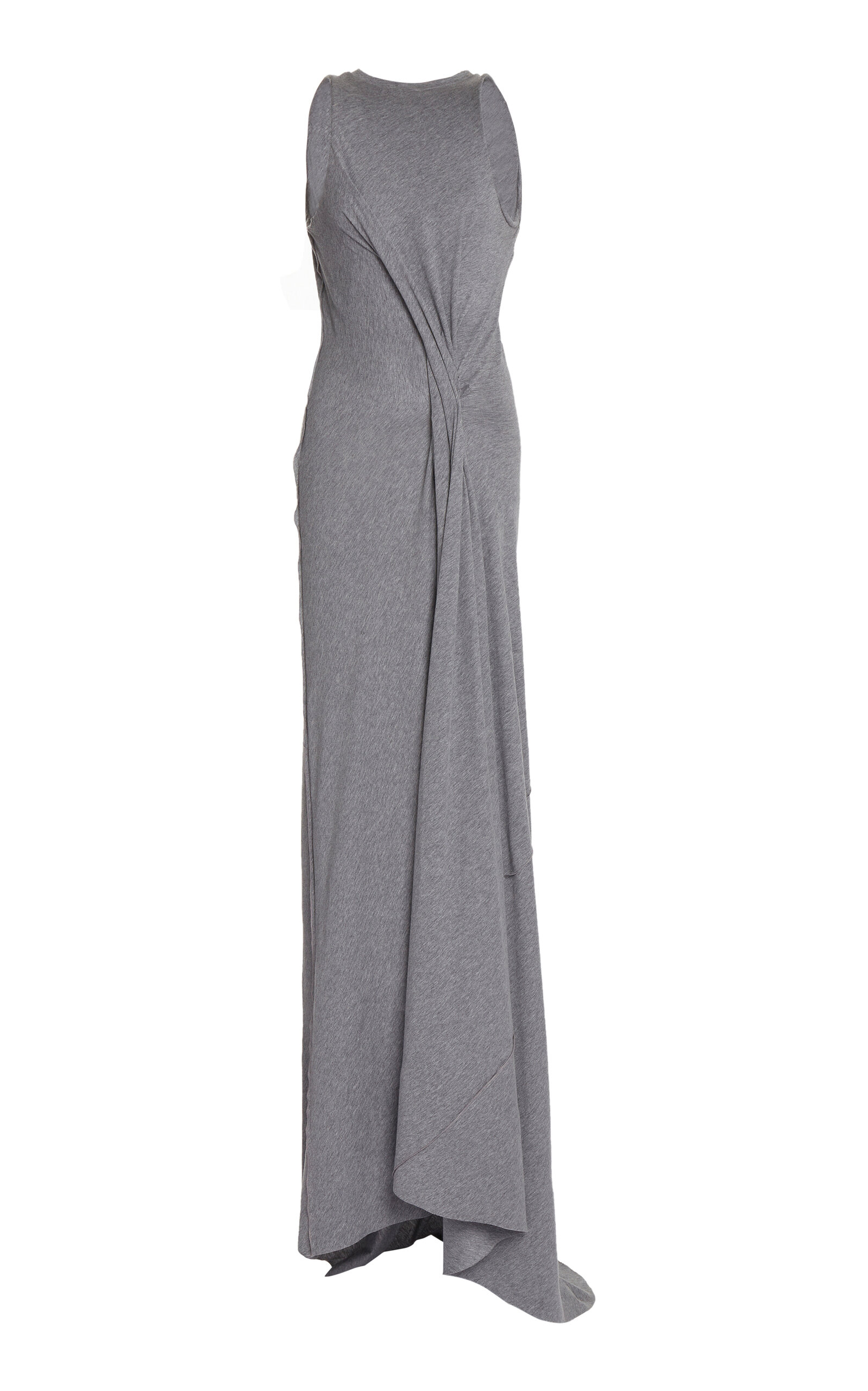 Victoria Beckham Draped Cotton Maxi Dress In Grey