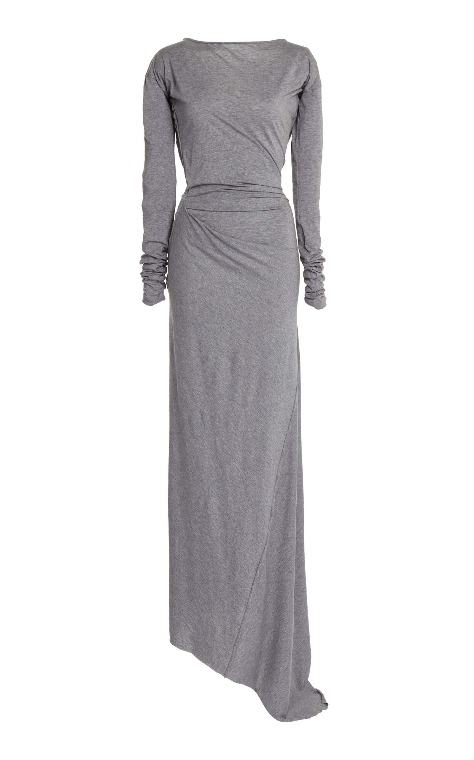 Victoria Beckham Circle-neck Cotton Maxi Dress In Grey