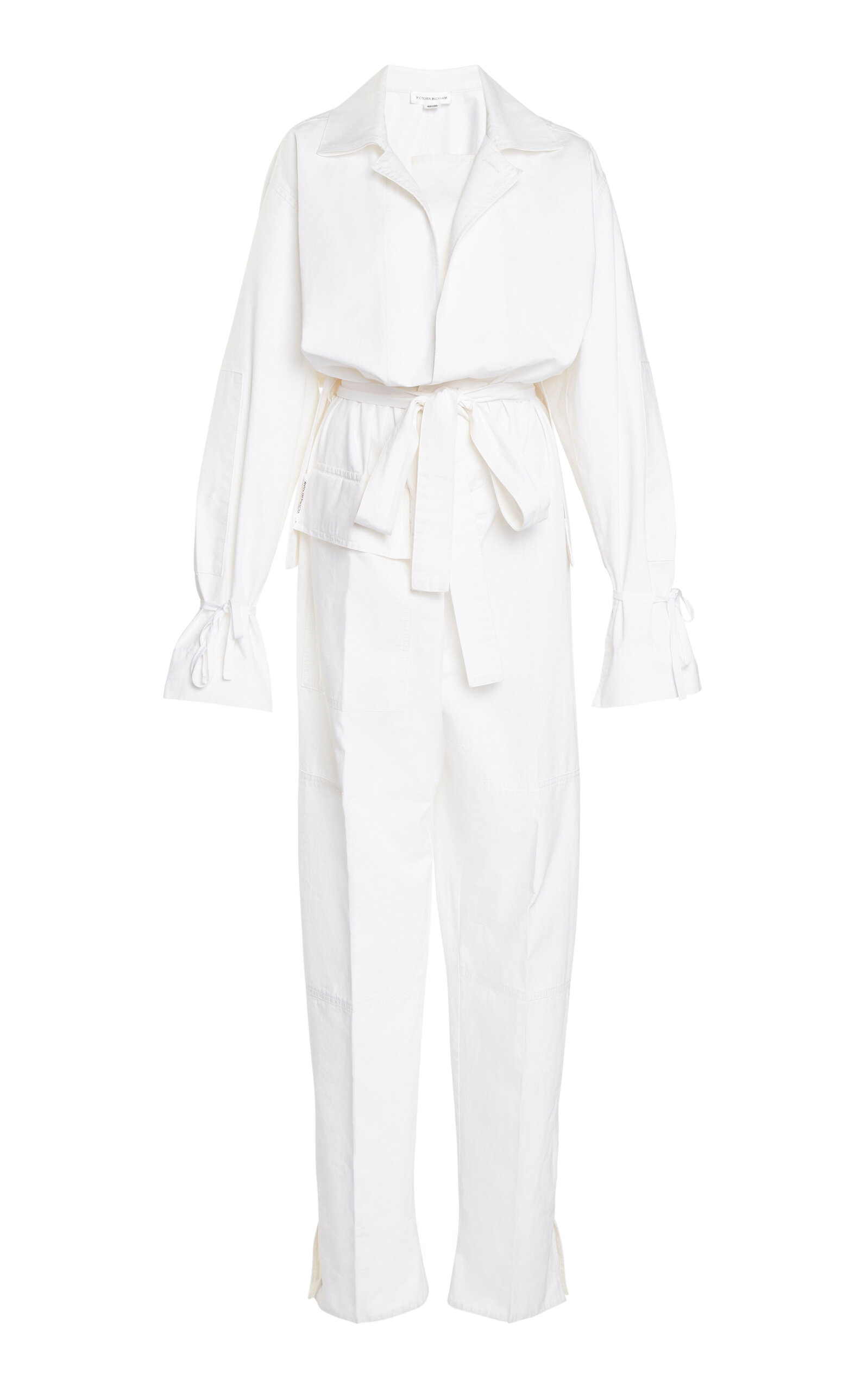 Shop Victoria Beckham Cotton Utility Jumpsuit In White