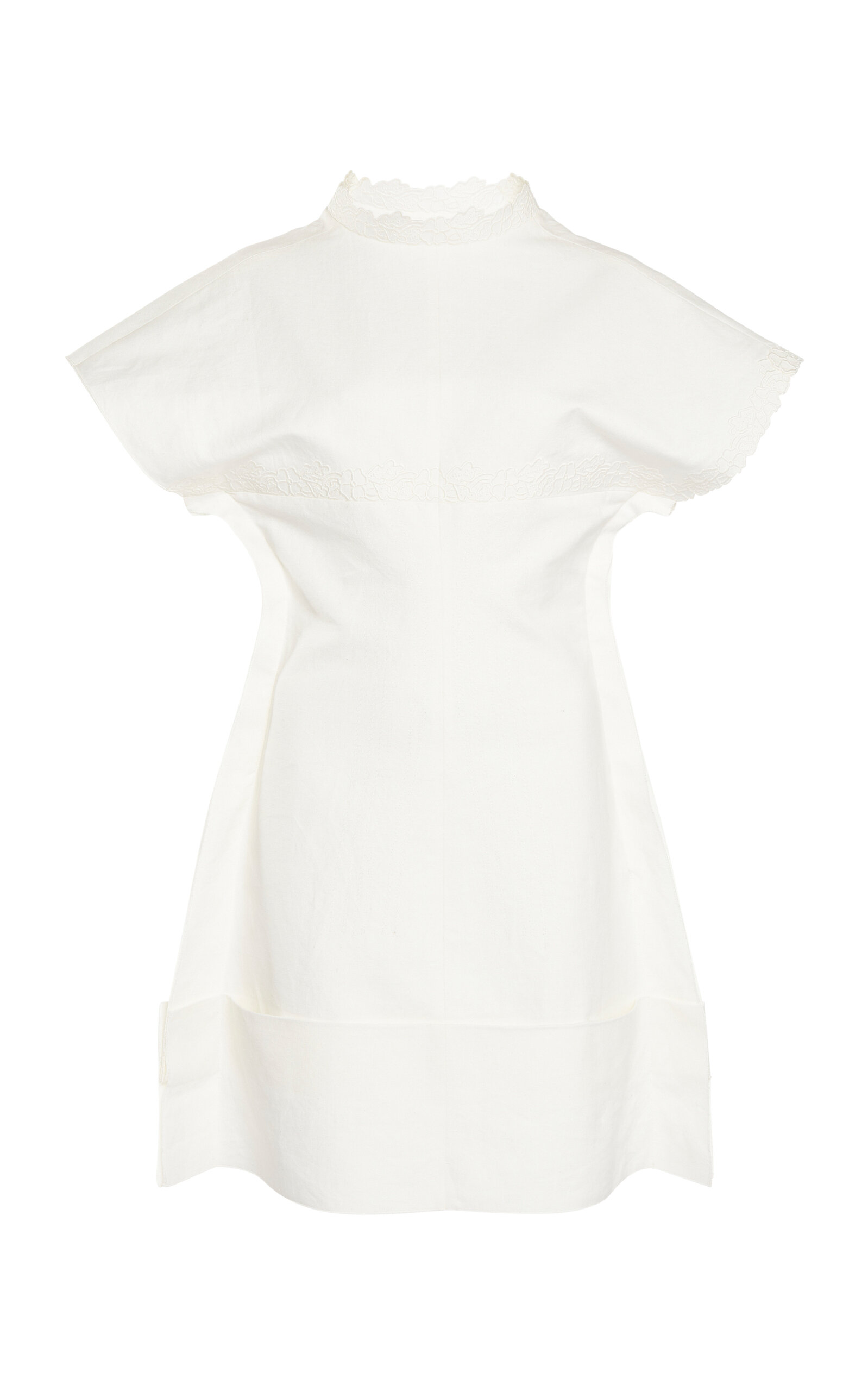 Victoria Beckham Embroidered Cotton-linen Mini Dress In Off-white
