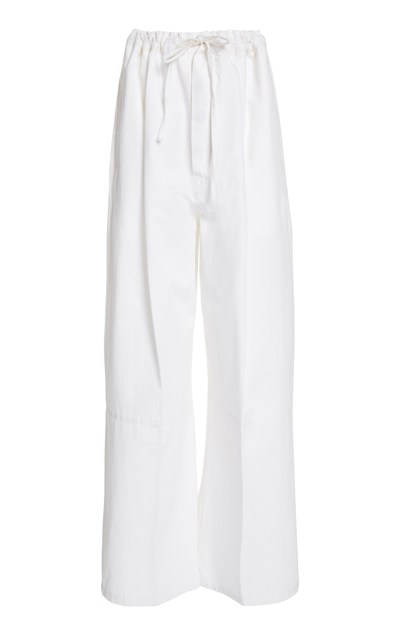 Victoria Beckham Drawstring Cotton Pants In White