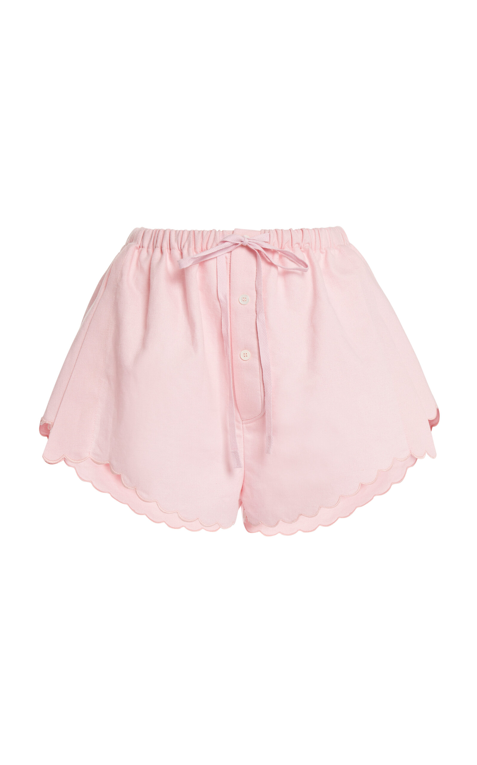 Victoria Beckham Embroidered Cotton-linen Shorts In Pink