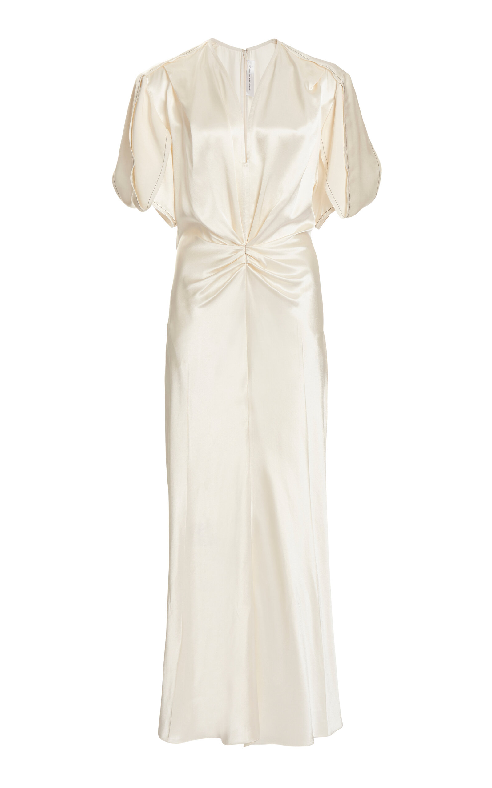 Shop Victoria Beckham Gathered Midi Dress In Ivory