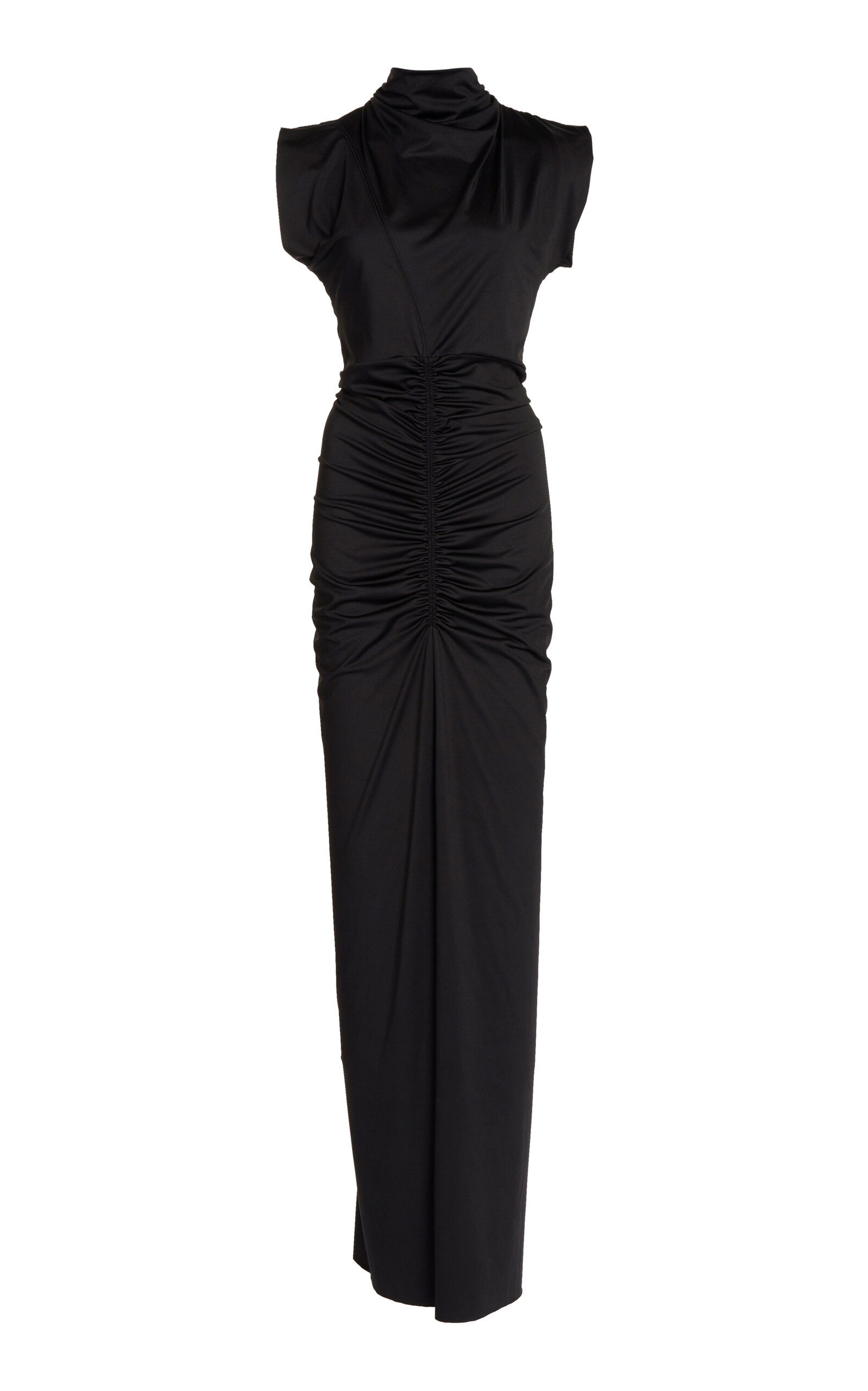 Shop Victoria Beckham Ruched Jersey Gown In Black