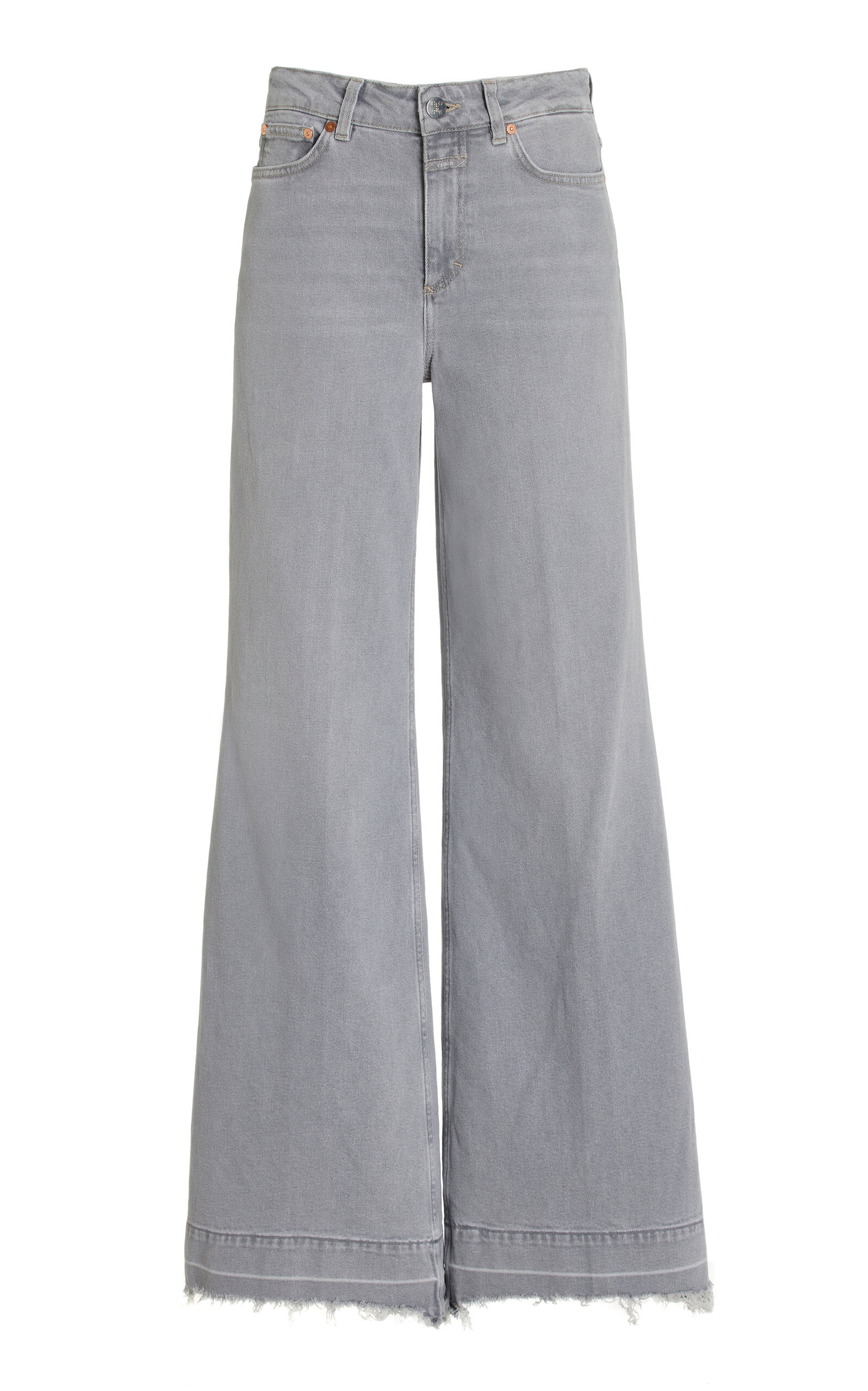 Closed Glow-up Distressed Stretch High-rise Flared Jeans In Grey