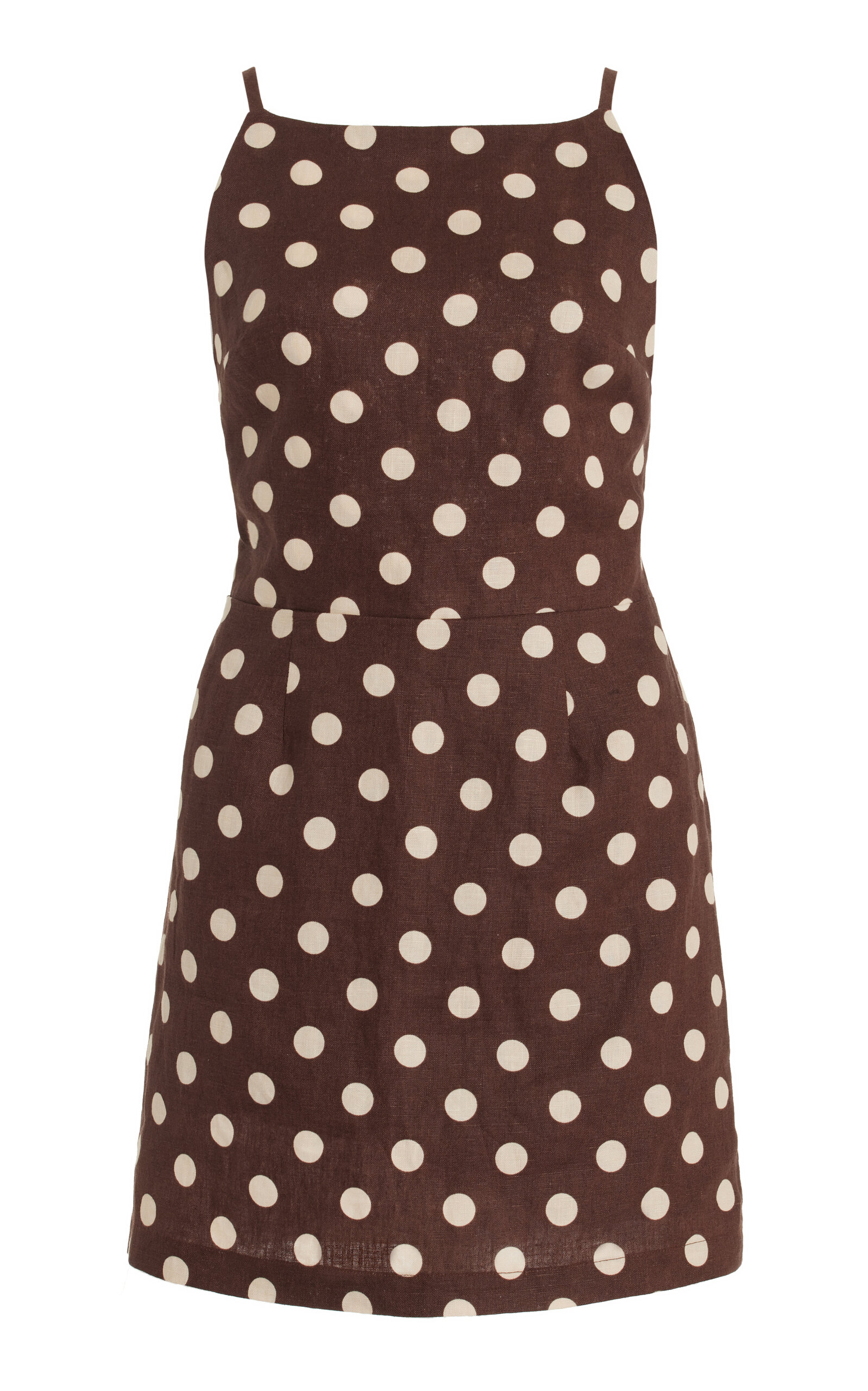 Posse Lori Open-back Polka-dot Mini Dress In Brown