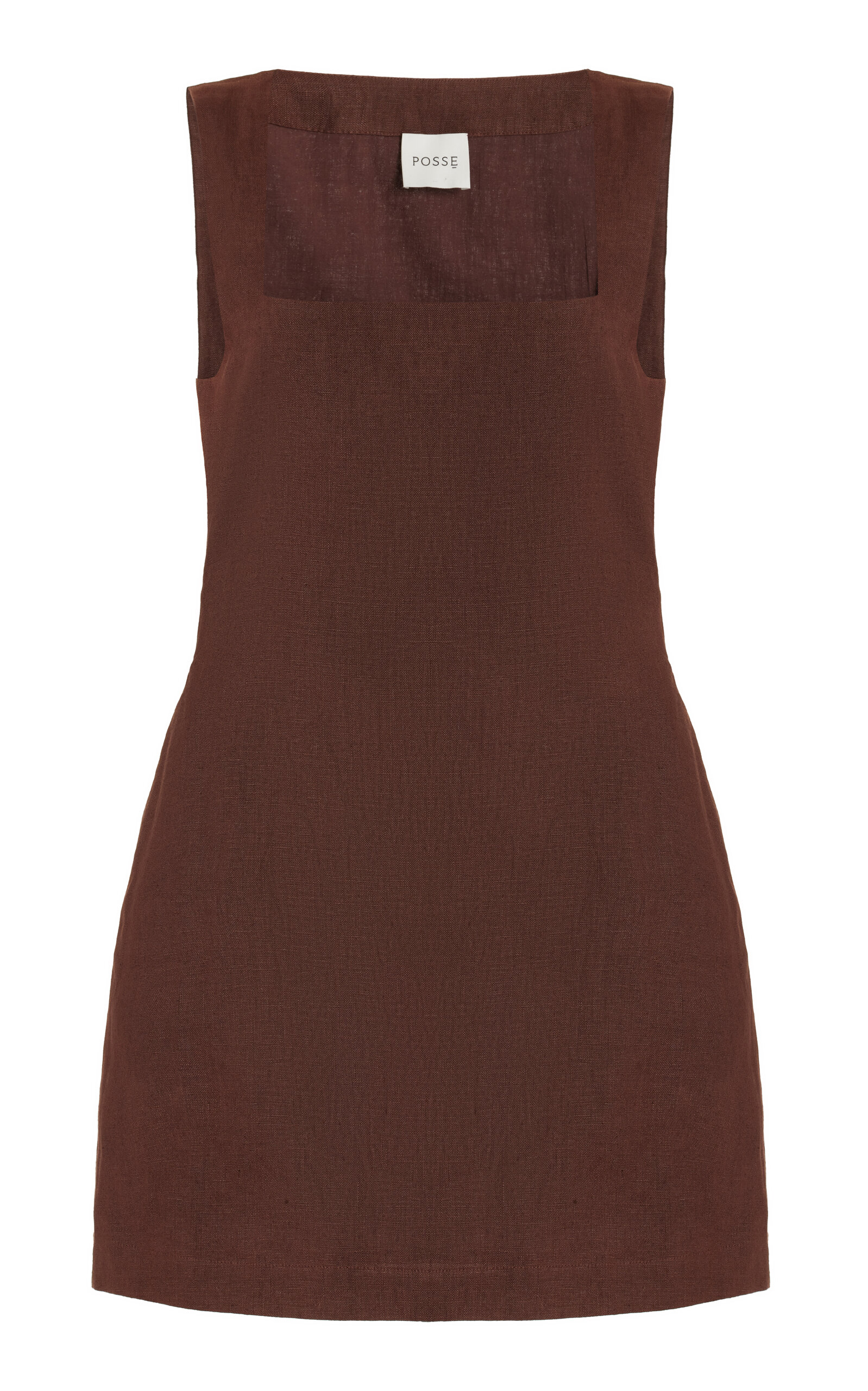 Posse Alice Linen Mini Dress In Brown