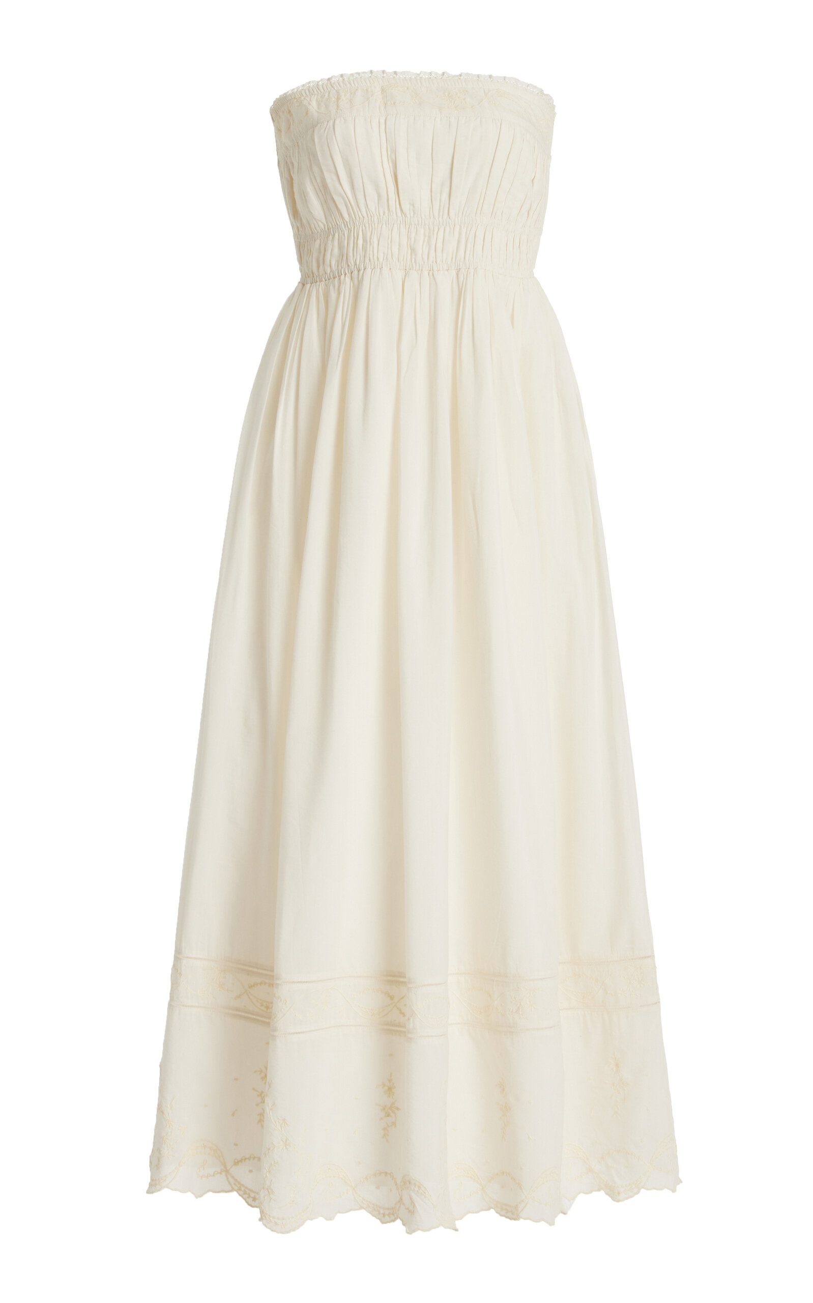 Posse Mylah Embroidered Cotton-blend Maxi Dress In Ivory