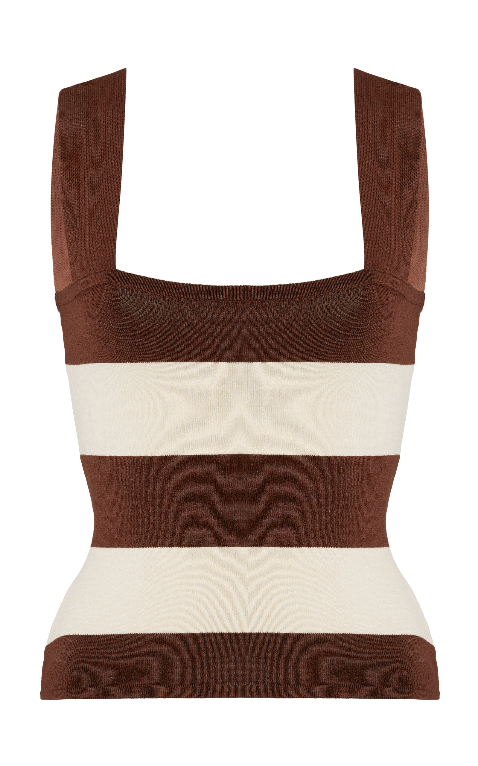Posse Theo Square Neck Jersey Tank Top In Brown